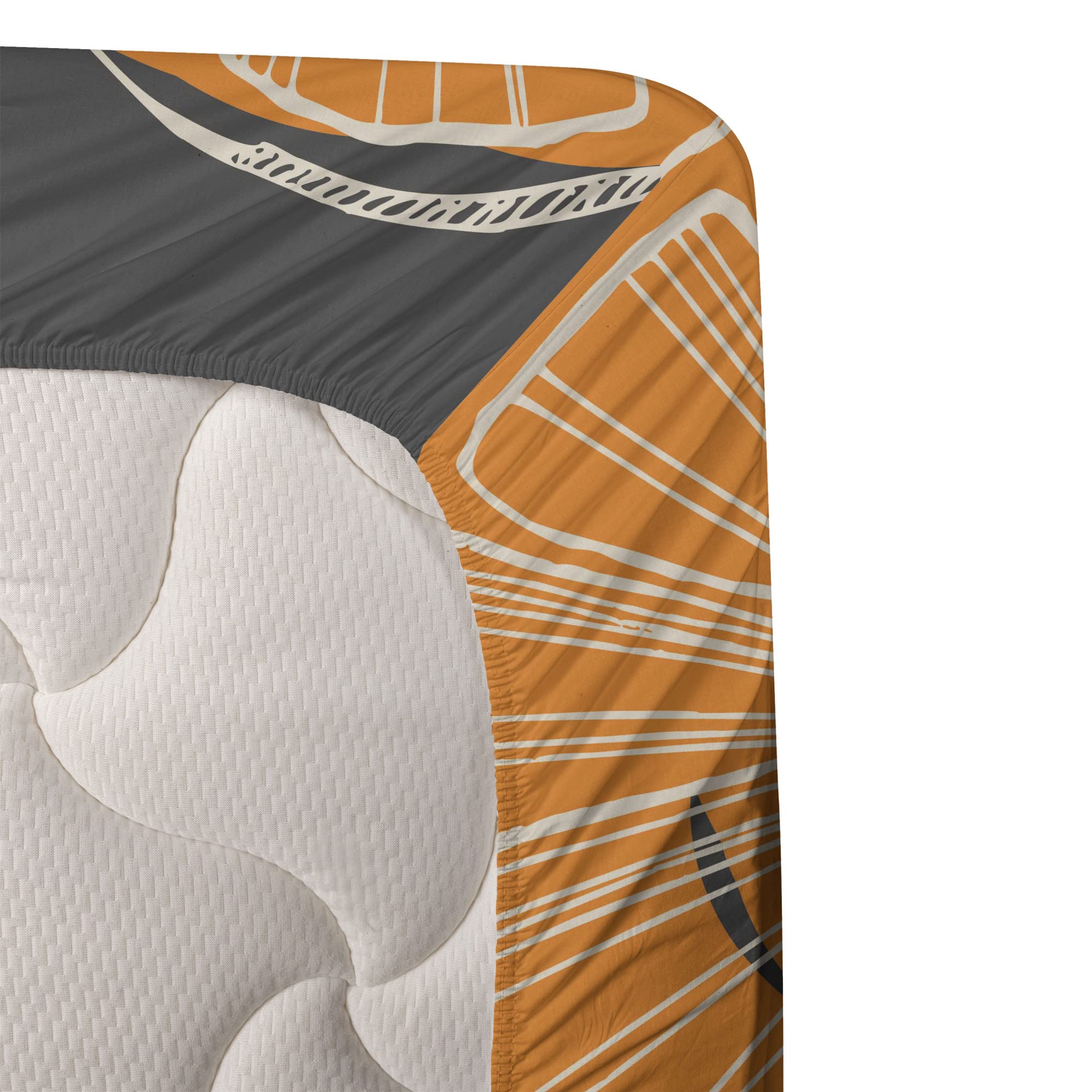 Ambesonne Fitness Sheet Set 4-Piece King Size - Modern 'Make Muscles Not Excuses' Design, Charcoal Grey & Orange Bedding - Perfect for Gym Enthusiasts & Home Workout Spaces