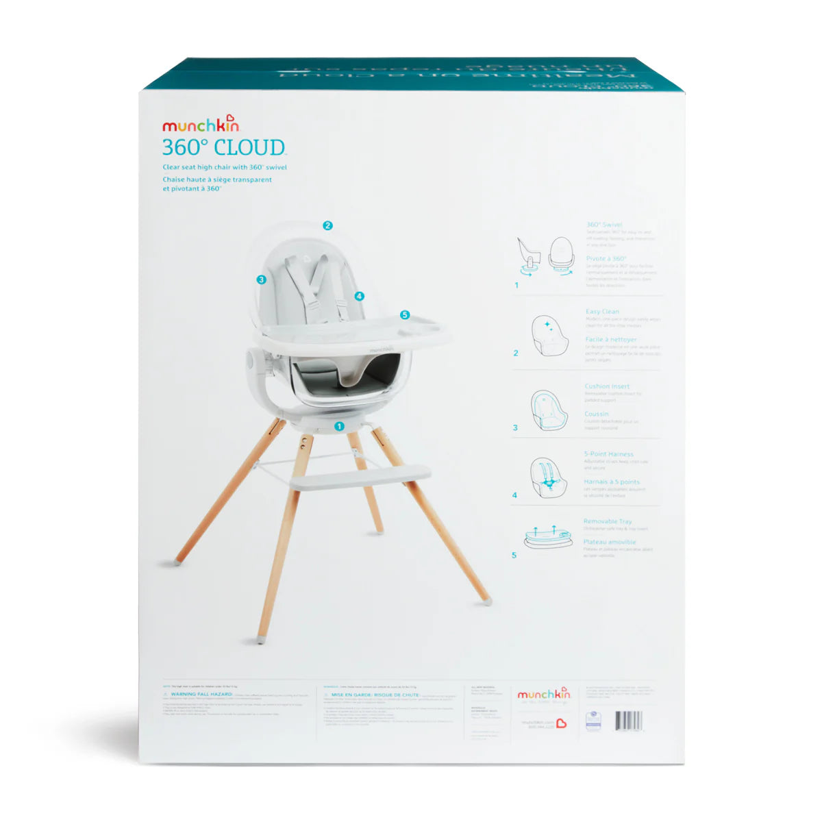 360° Swivel Cloud High Chair with Clear Seat - Adjustable Height & Easy Clean for Babies & Toddlers | Perfect for Dining, Feeding & Playtime at Home