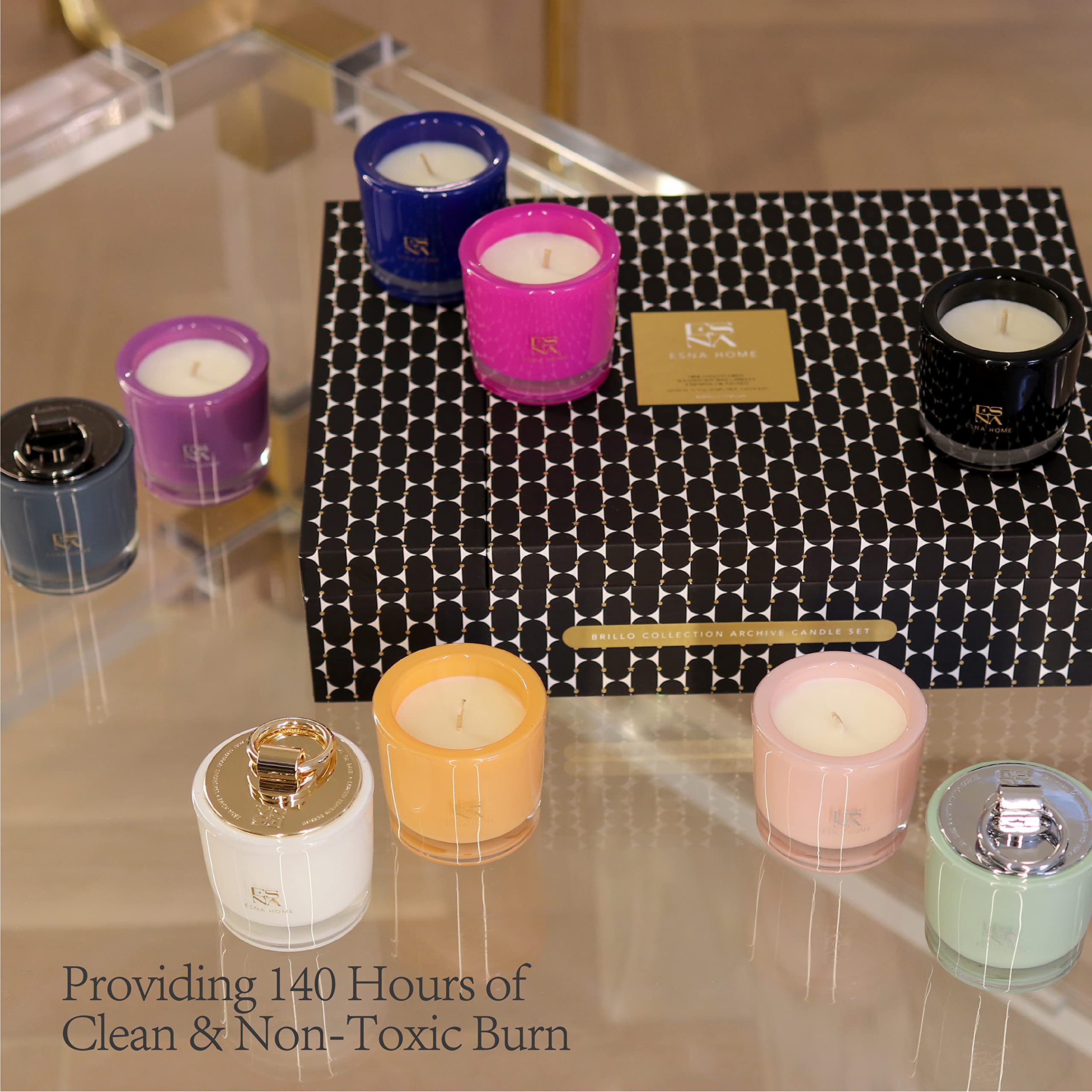 ESNA HOME Premium Aromatherapy Scented Candle Gift Set - 9 Natural Soy Wax Candles with Essential Oils in Elegant Magnetic Gift Box | 140-Hour Burn Time | Perfect for Relaxation, Spa Nights & Home Decor
