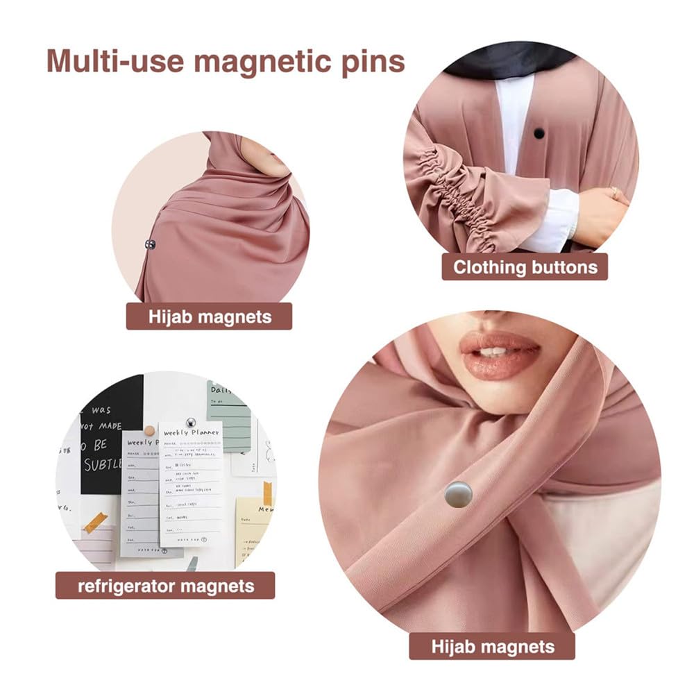 4Pcs Strongest Magnetic Hijab Pins for Women - Commercial Strength Hijab Magnets, Multi-Use Scarf Clips (Colorful) - Perfect for Daily Wear, Prayer, Work & Special Occasions