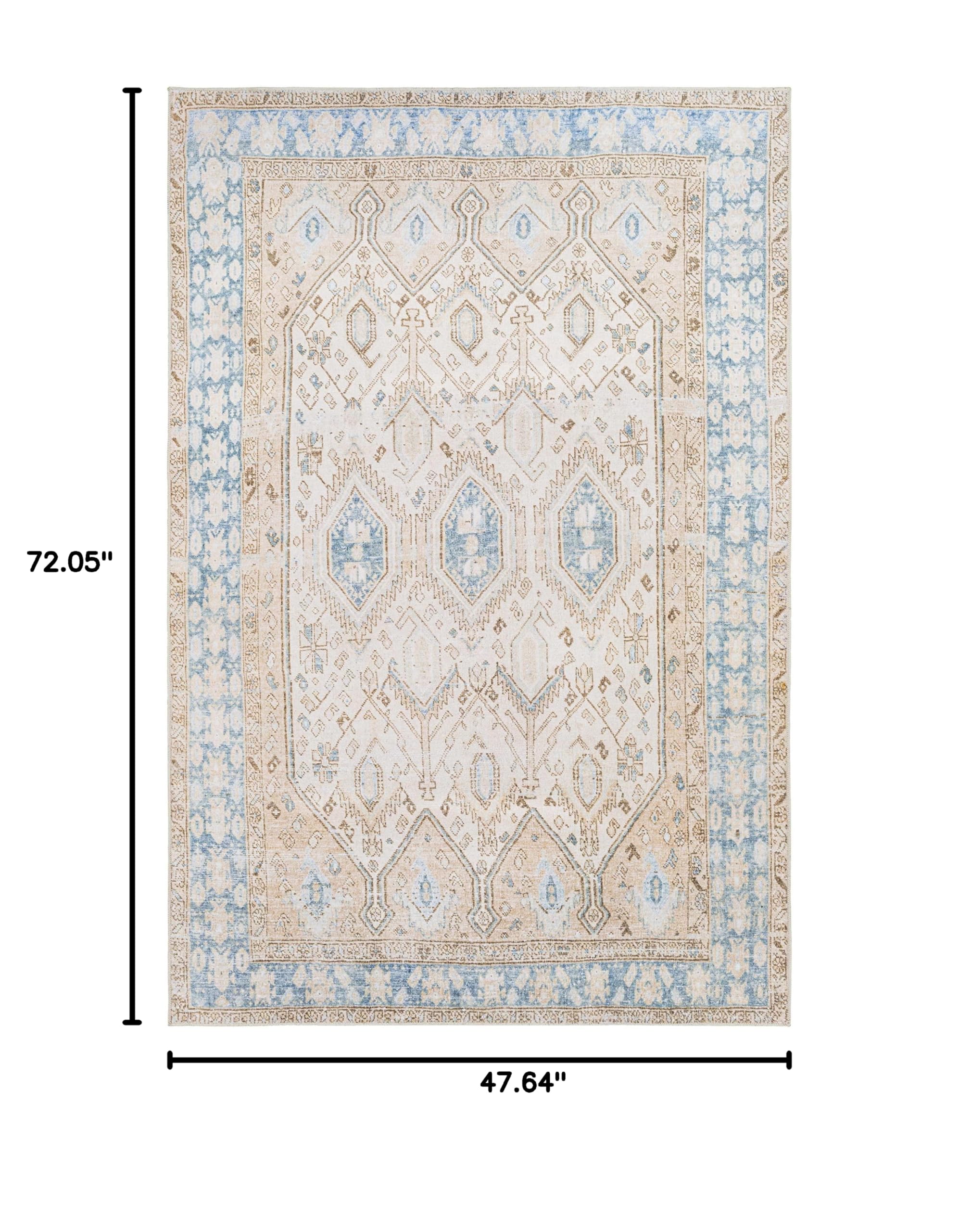 Hauteloom Buayan Machine Washable Area Rug 4' x 6' - Soft Gray & Brown Modern Rug for Living Room, Bedroom - Perfect for Home Decor, Apartment, Dorm & Office Spaces