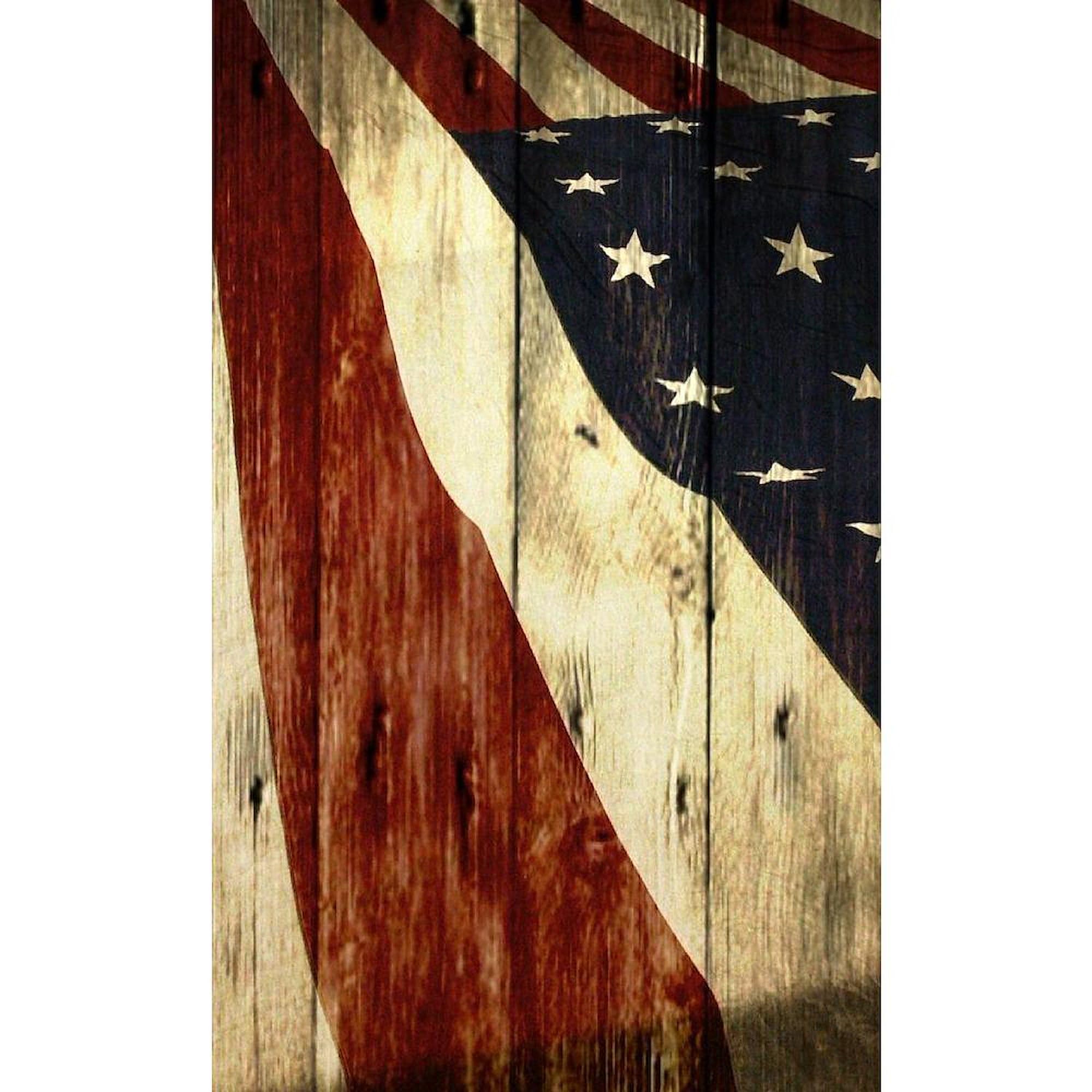 USA American Flag Wood Grain Area Rug - Decorative Fabric Throw Rug for Living Room, Bedroom & Patriotic Home Decor