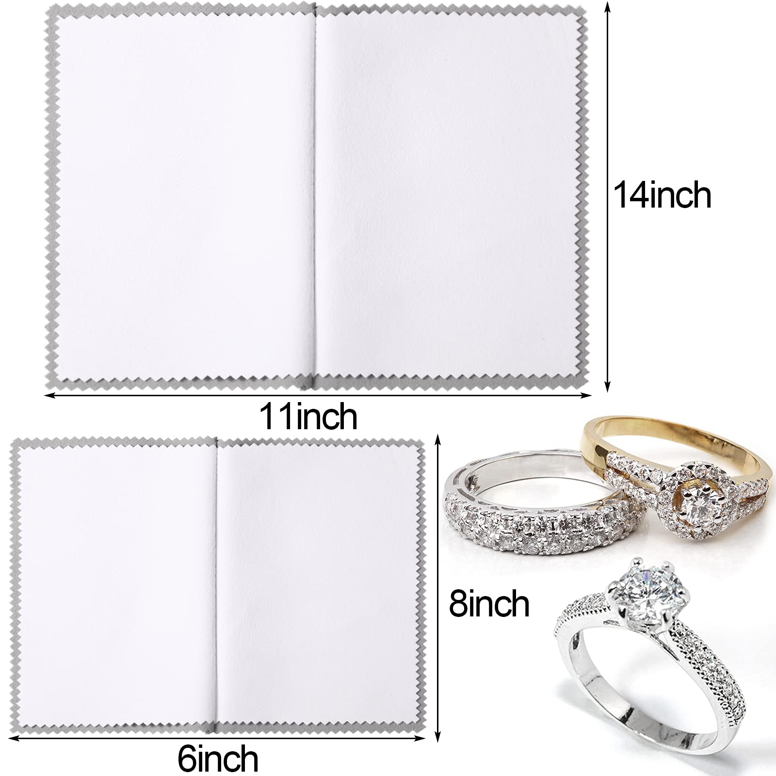 8-Piece Large Jewelry Polishing Cloth Set for Gold, Silver, Platinum - 11x14 & 6x8 Inch Cleaning Cloths for Jewelry, Coins, Watches & Silverware (Grey) - Perfect for Home, Travel & Professional Jewelry Care