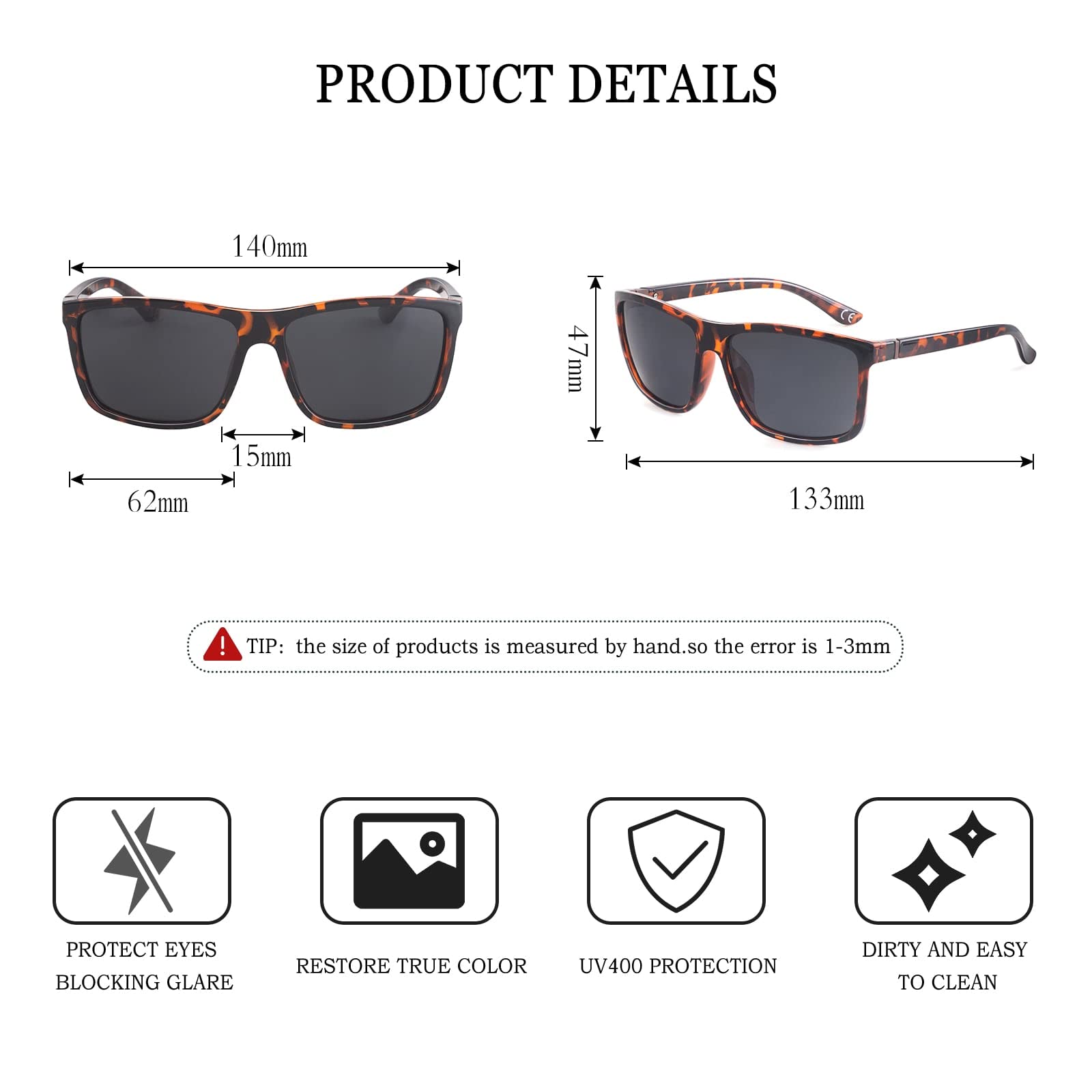 NIEEPA Men's Polarized Sports Sunglasses UV Protection Square Frame NP1007 - Perfect for Running, Cycling & Outdoor Activities