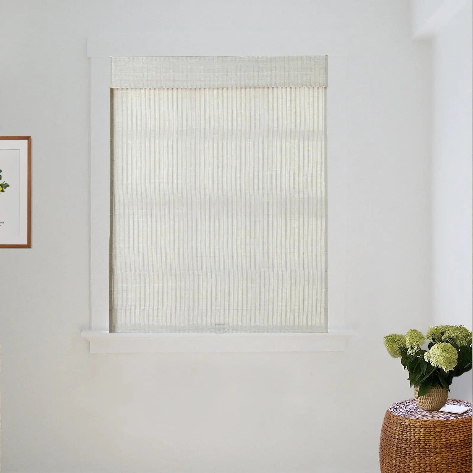 Sybil Bamboo Roman Shade - Natural Birch White Window Treatment for Living Room & Bedroom | Eco-Friendly Roller Blind for Home Decor
