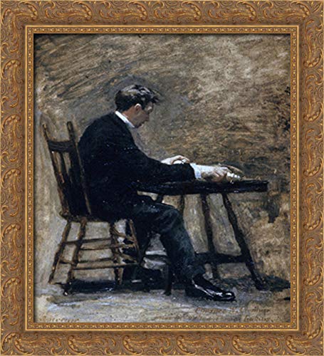 Thomas Eakins Gold Ornate Wood Framed Canvas Art - 20x22 Inch Vintage Wall Decor for Living Room, Bedroom & Office | Study For The Timer Painting Reproduction