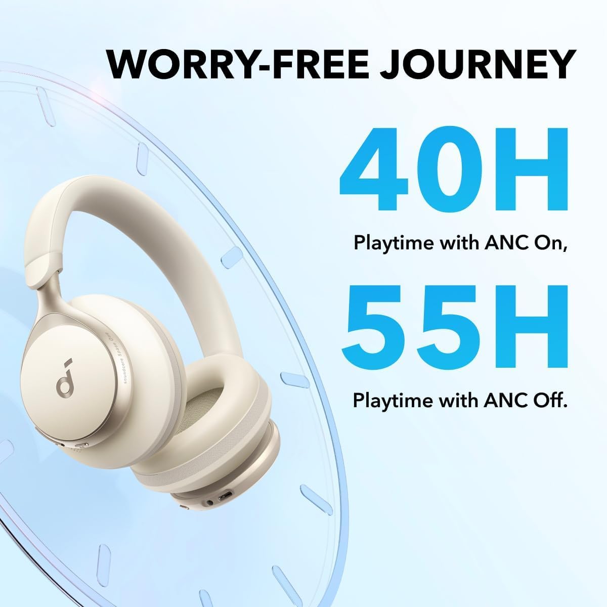 Anker Soundcore Space One Active Noise Cancelling Wireless Headphones - 2X Stronger Voice Reduction, 40H ANC Playtime, Hi-Res LDAC Audio, Bluetooth 5.3, App Control, Clear Calls (Renewed) - Perfect for Travel, Work & Commuting
