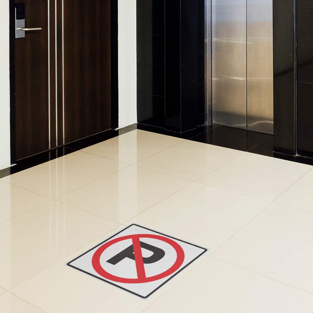 No Parking Floor Decals - Black & Red Anti-Slip Vinyl Stickers with Bold Typography & Symbols (36 Inches Long) - Durable Industrial Safety Signs for Warehouses, Garages, Factories & Parking Lots