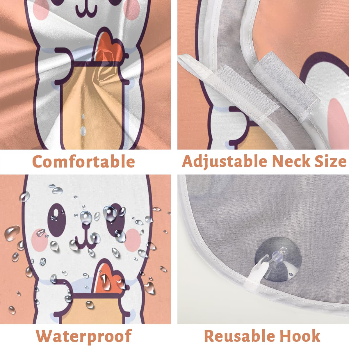 Cute Cartoon Rabbit Beard Shaving Bib for Men - Waterproof Makeup & Hair Dye Apron, Barber Cape for Haircut & Beard Trimming - Sink Hair Catcher & Grooming Accessory (Great Gift for Barbers & Stylists) - Perfect for Home Haircuts, Salon Use & DIY Grooming