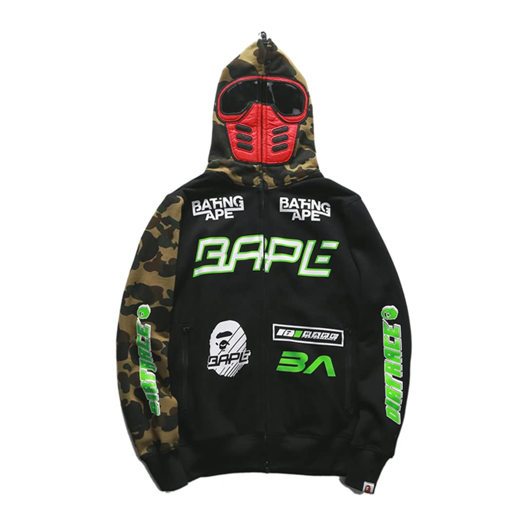 Bape Hoodie for Men & Women - Fashion Graffiti Shark Jaw Zip Up Hooded Sweatshirt Jacket | Casual Streetwear, Hip-Hop Style, Urban Outfit for Daily Wear & Night Out