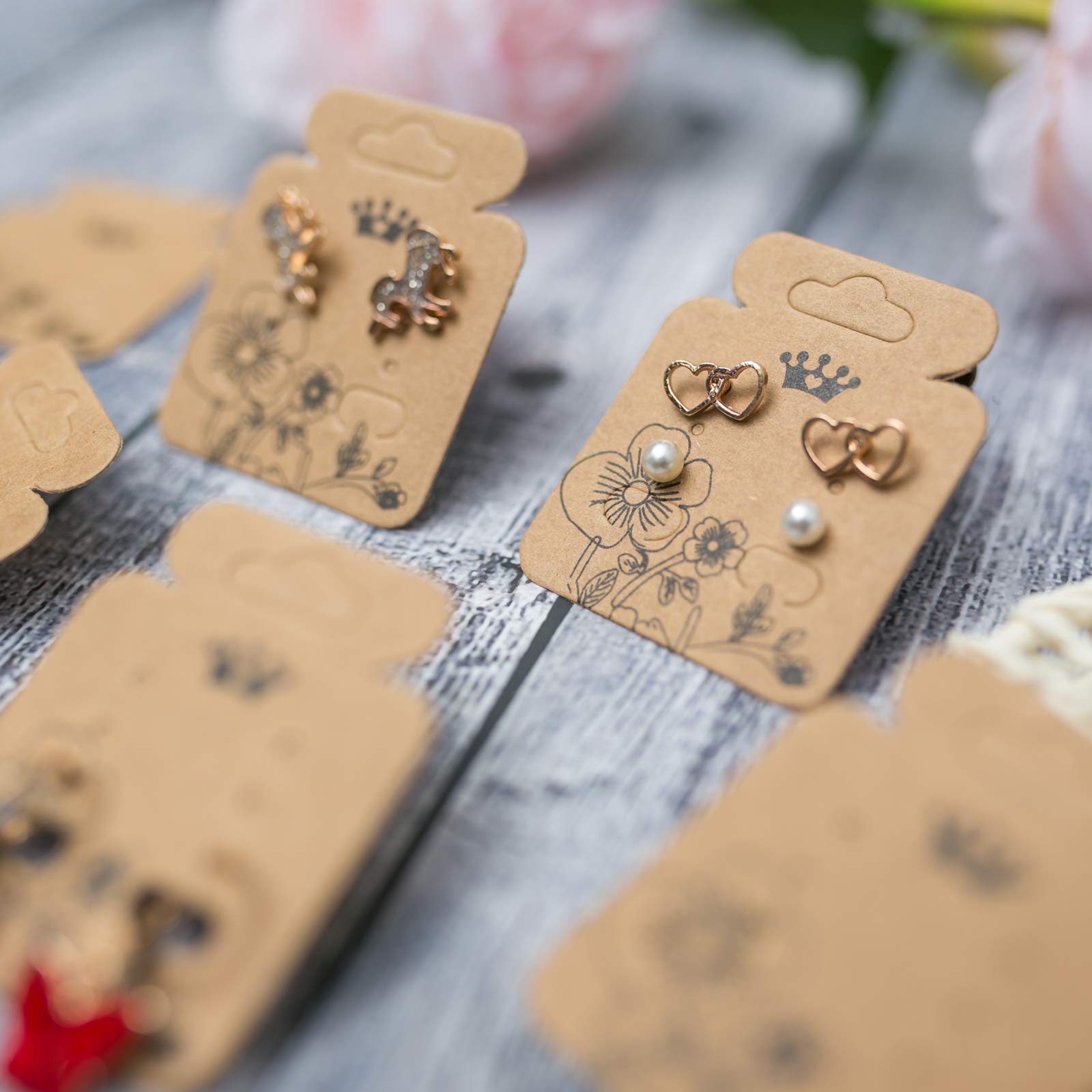 100-Pack Kraft Paper Earring Display Cards - 1.96
