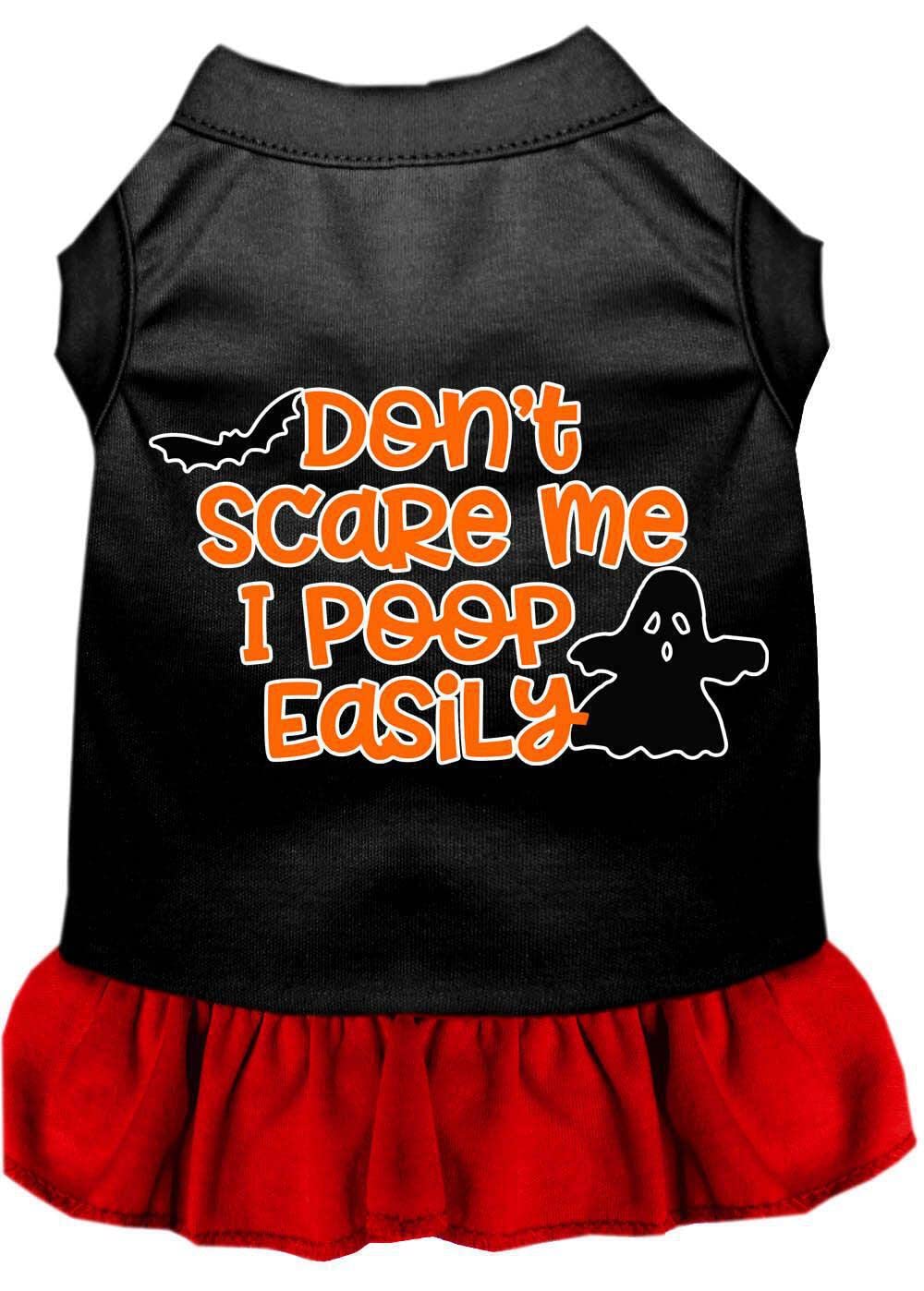 Halloween Pet Costume for Dogs & Cats - 'Don't Scare Me, I Poop Easily' Funny Screen Printed Black with Red Design XS (0-3 lbs) | Cute Halloween Outfit for Small Pets, Perfect for Trick or Treat & Pet Parties