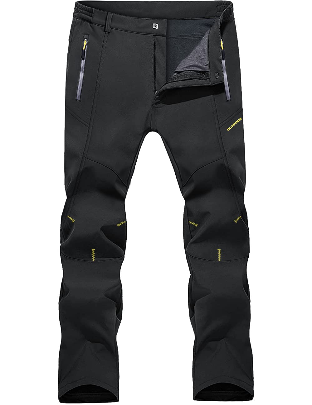 MAGCOMSEN Men's Winter Fleece Lined Snow Pants - Waterproof Water Resistant Work Pants for Hiking, Skiing & Outdoor Activities with Zipper Pockets - Perfect for Cold Weather Work, Snow Sports & Winter Adventures