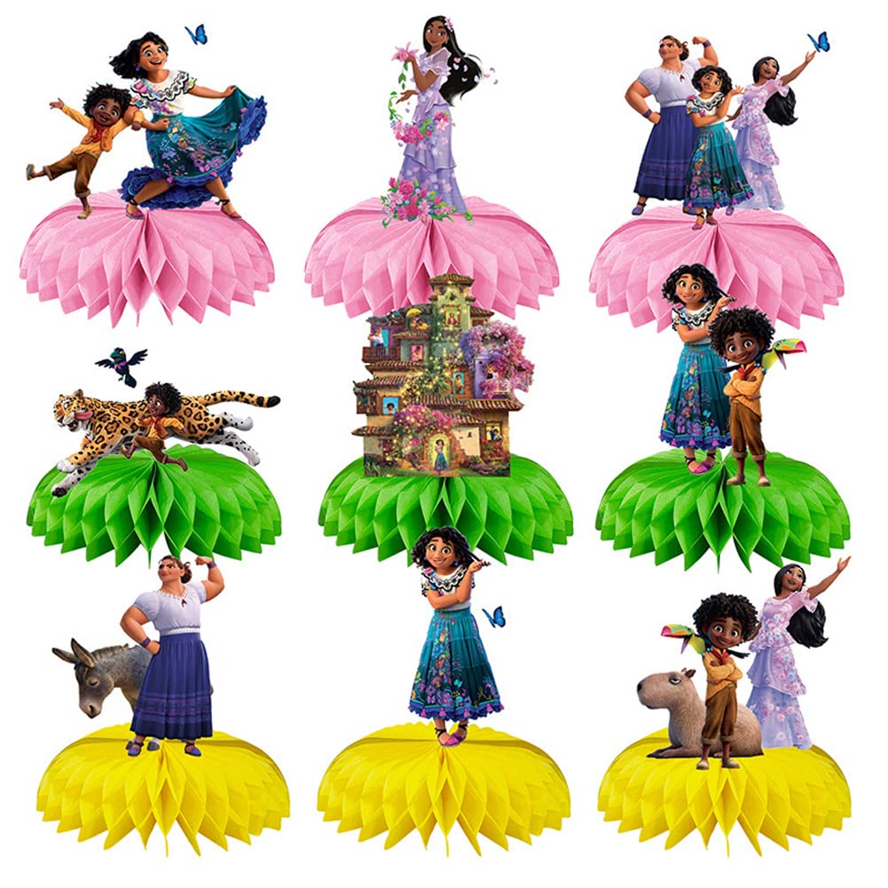 9 Pcs Encanto Birthday Party Supplies Set - Anime Themed Paper Centerpieces, Table Decorations & Party Favors for Encanto Themed Parties | Perfect for Kids Birthday, Baby Shower & Disney Movie Night Decorations