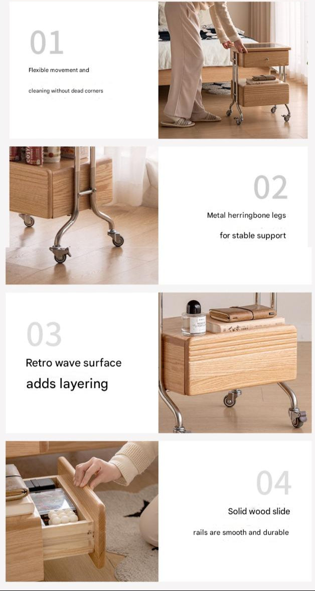 Solid Oak Wood Modern Nightstand with Removable Shelf - Perfect for Bedroom, Living Room, and Home Office Storage
