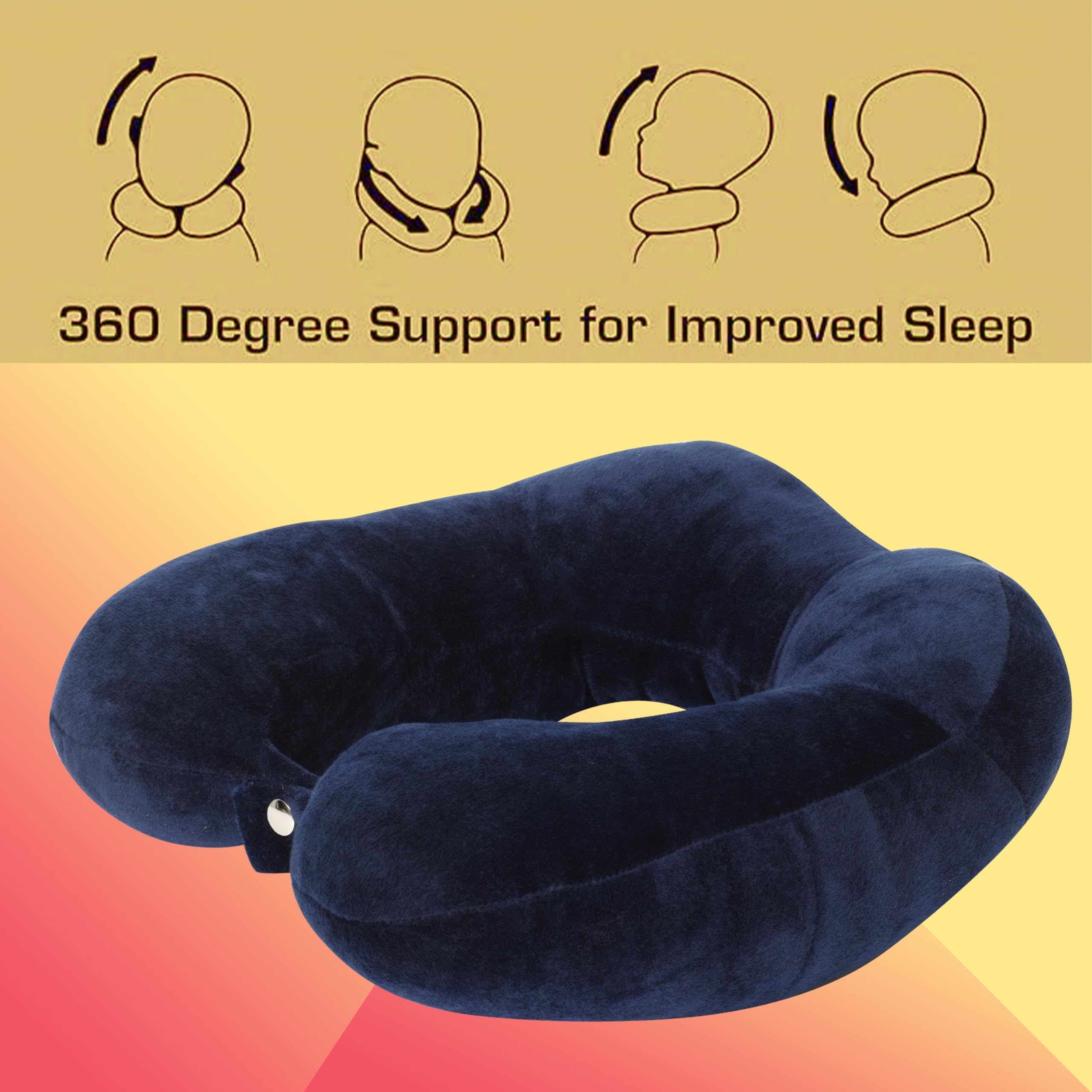 BigPlayer Round Neck Pillow - Ultra Soft Travel Pillow for Airplane, Car & Office - Memory Foam Cervical Support Pillow for Neck Pain Relief - Perfect for Long Flights, Road Trips & Work Breaks