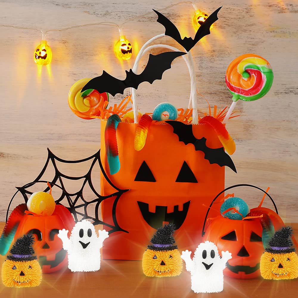 ArtCreativity LED Fidget Toys Set of 6 - Stress Relief Sensory Toys for Kids & Adults - Halloween Non-Candy Treats with Ghost & Pumpkin Designs - Perfect for Anxiety Relief, Classroom Rewards & Party Favors