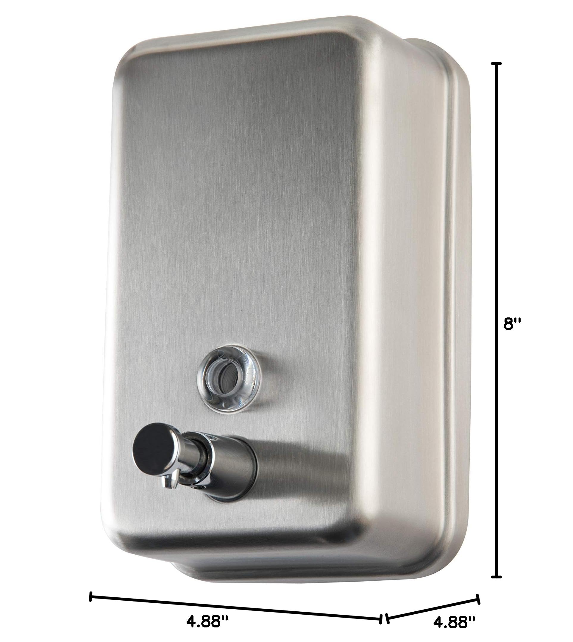 Stainless Steel Wall Mounted Commercial Soap Dispenser - 37oz (1100ml) Anti-Leak Pump for Bathroom Kitchen Restaurant - Premium Corrosion-Proof Design by EnBath - Ideal for High Traffic Washrooms and Food Service Areas