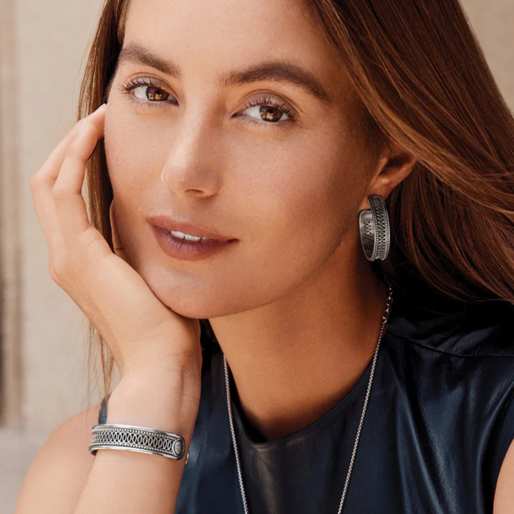 Brighton Ferrara Siena Large Hoop Earrings for Women - 18K Gold Plated Fashion Jewelry - Perfect for Parties, Weddings & Everyday Wear
