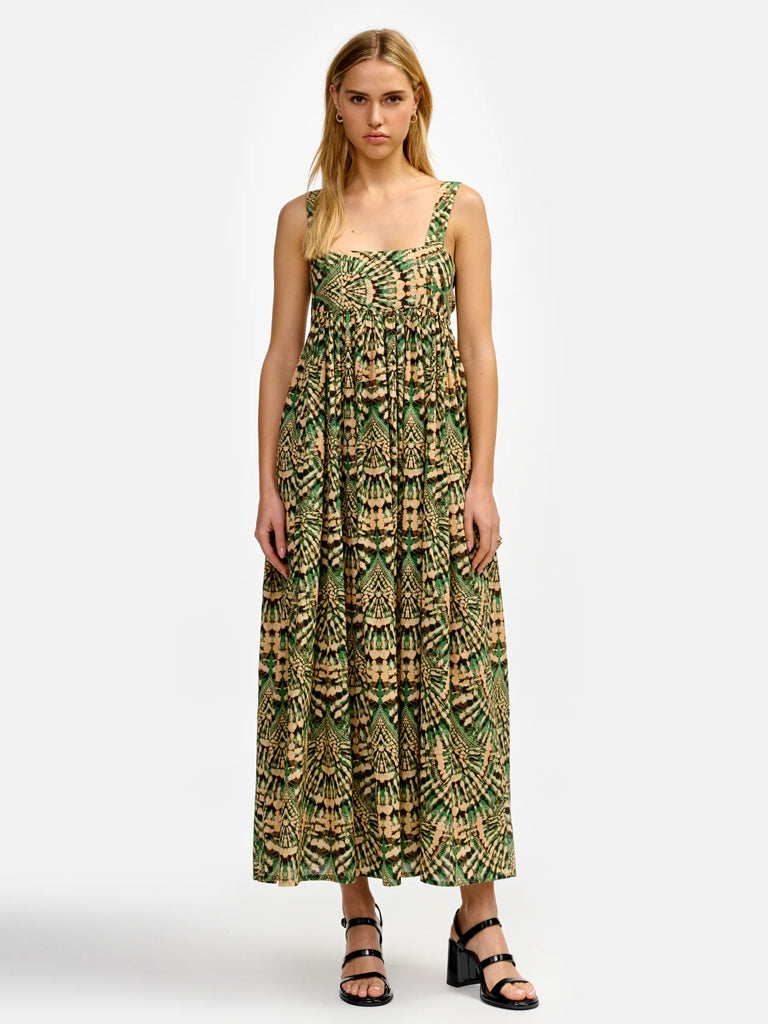 Bellerose Parma Green Brown Dress for Women | Elegant Casual Wear for Office, Party & Everyday Outfits