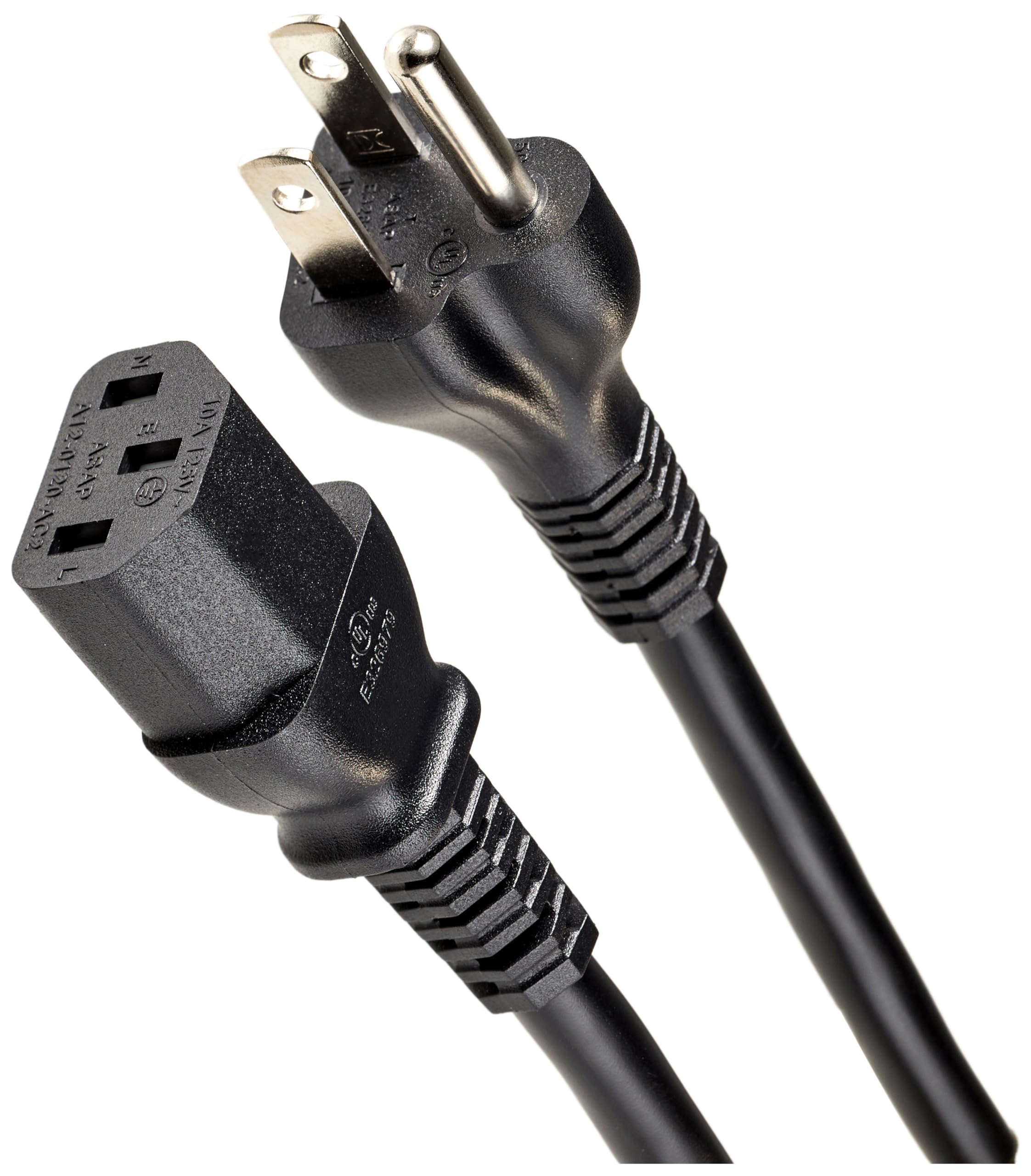 Amazon Basics 15ft 3-Prong AC Power Cord - 18 AWG, 125V Black Power Cable for Computer, Monitor, TV - Perfect for Home Office, Gaming Setup & Entertainment Systems