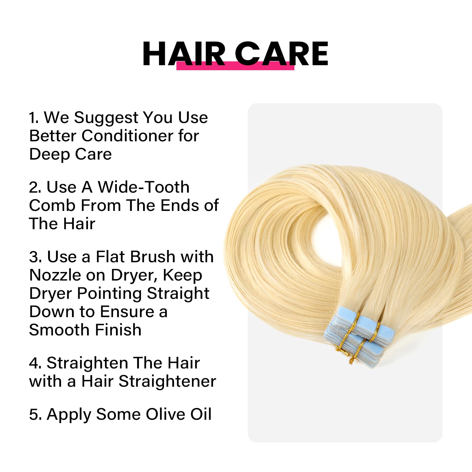 PROTEA Tape in Hair Extensions for Women - 16inch 100g Straight Remy Human Hair in 613 Platinum Blonde | Seamless Blending for Everyday Wear, Parties & Special Occasions