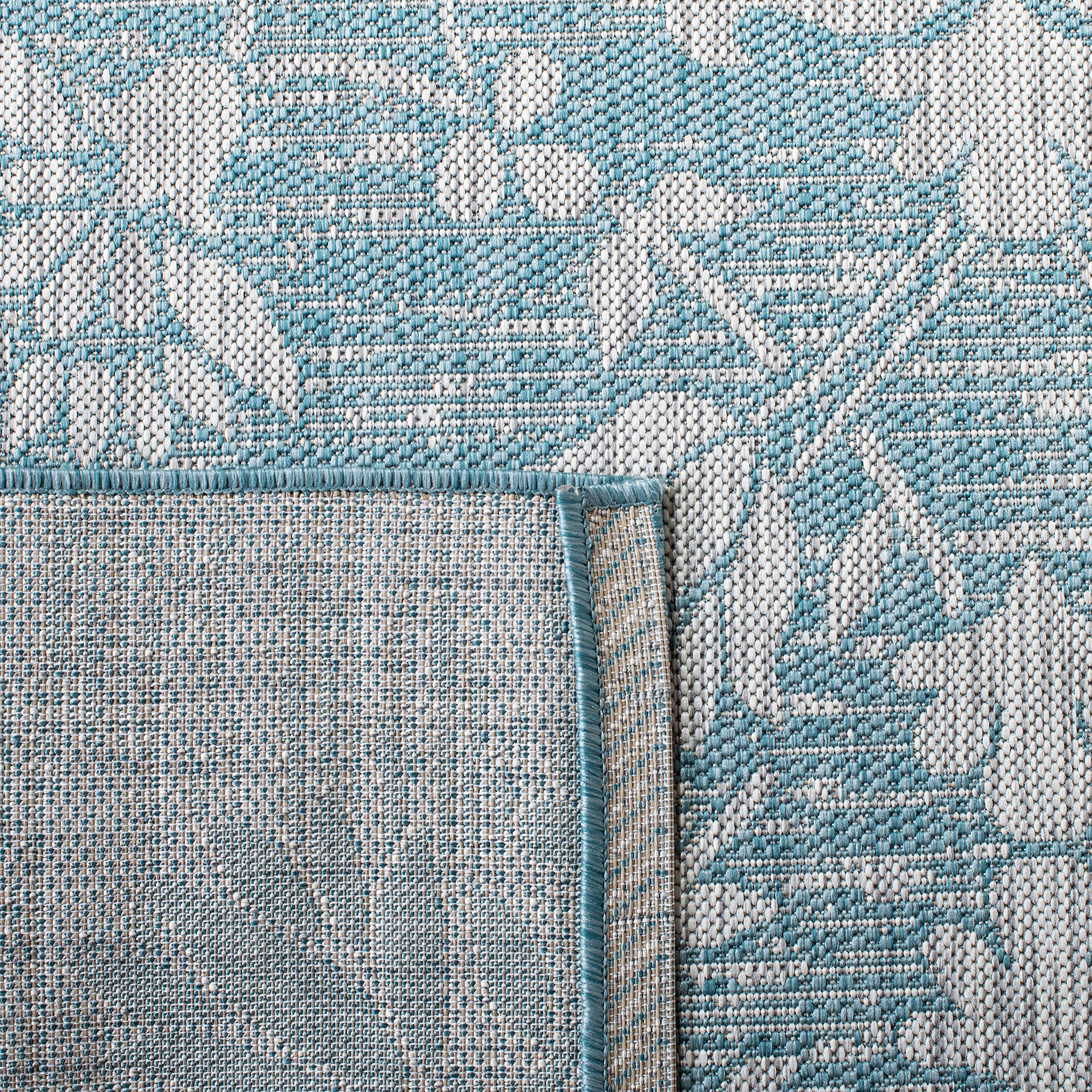 SAFAVIEH Courtyard Collection 2' x 3'7' Aqua/Grey Indoor Outdoor Rug - Perfect for Patio, Backyard, Mudroom & Entryway Decor | CY8064