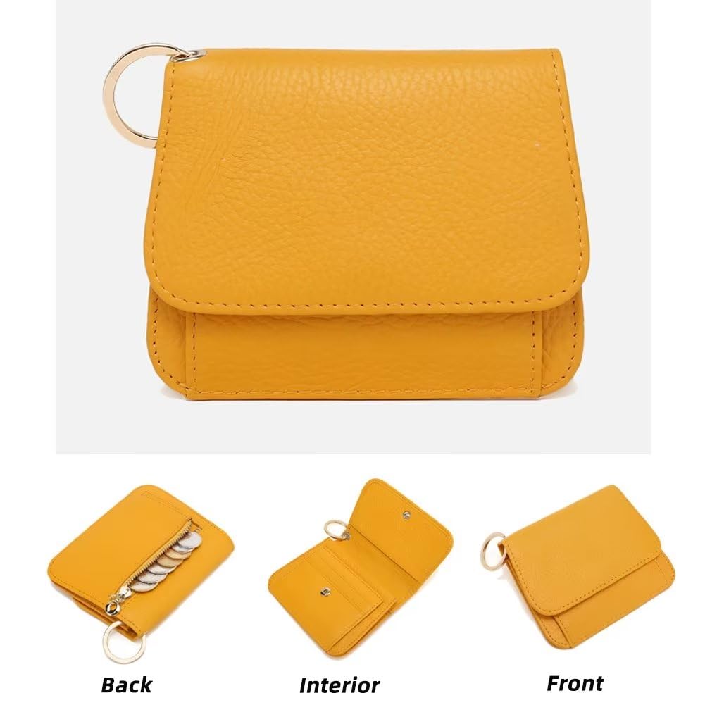 Mudono Slim RFID Blocking Genuine Leather Women's Wallet - Tri-Fold Card Holder with Zipper Pocket & Keychain - Perfect for Travel, Shopping, and Everyday Use