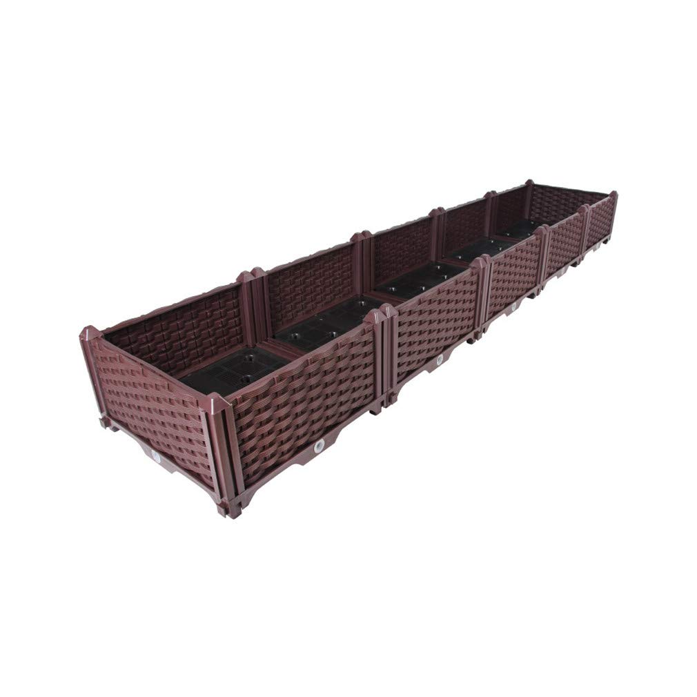 Hershii 76.77 x 15.35 x 8.66 Inch Brown Plastic Raised Garden Bed Kit - Rectangular Planter Box for Vegetables, Herbs, Flowers & Succulents - Indoor & Outdoor Gardening Container - Perfect for Patio, Balcony, Backyard & Urban Farming