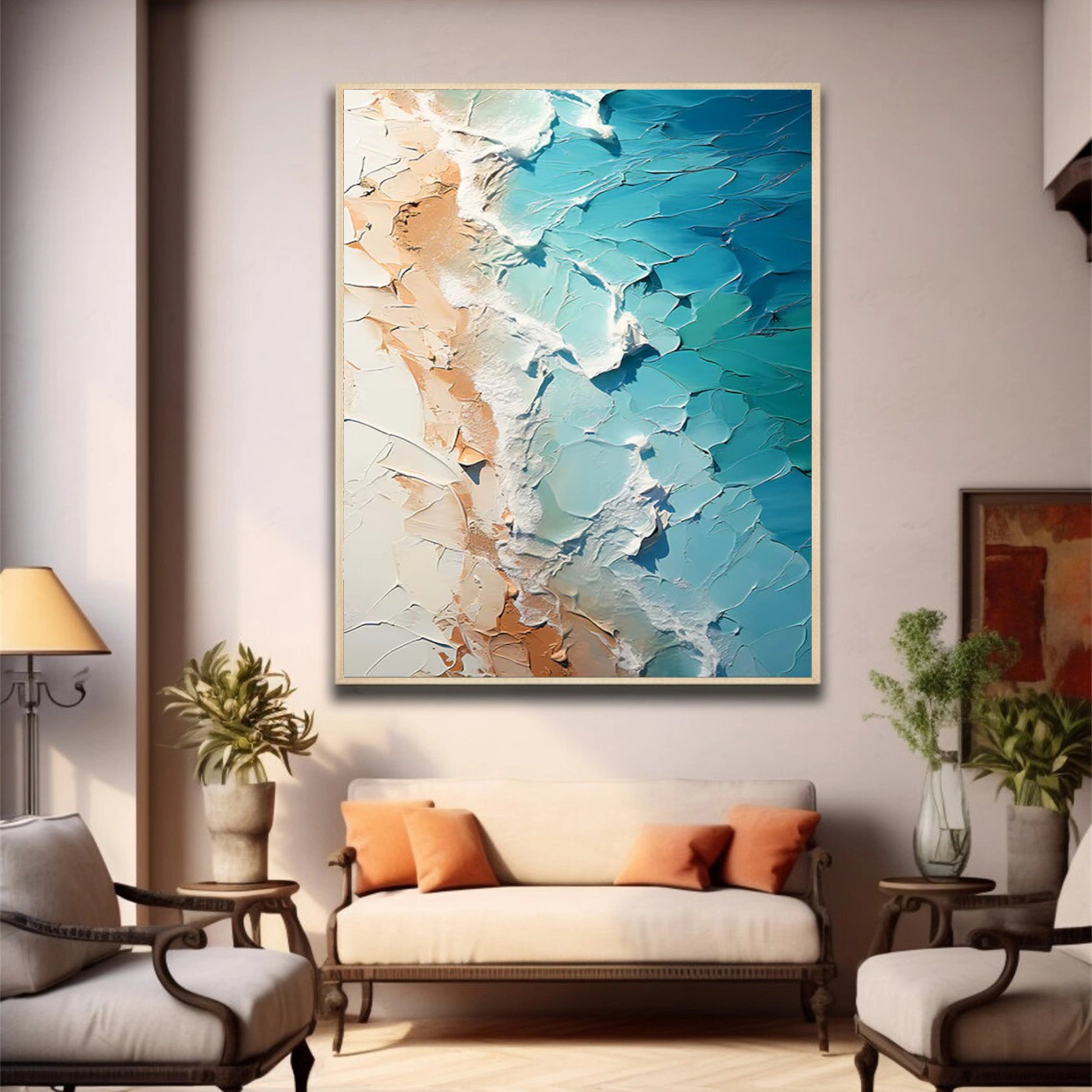 Ocean and Sky Painting #OS 062 - Handmade Wall Art for Home Decor, Office & Living Room - Stunning Seascape Canvas Artwork