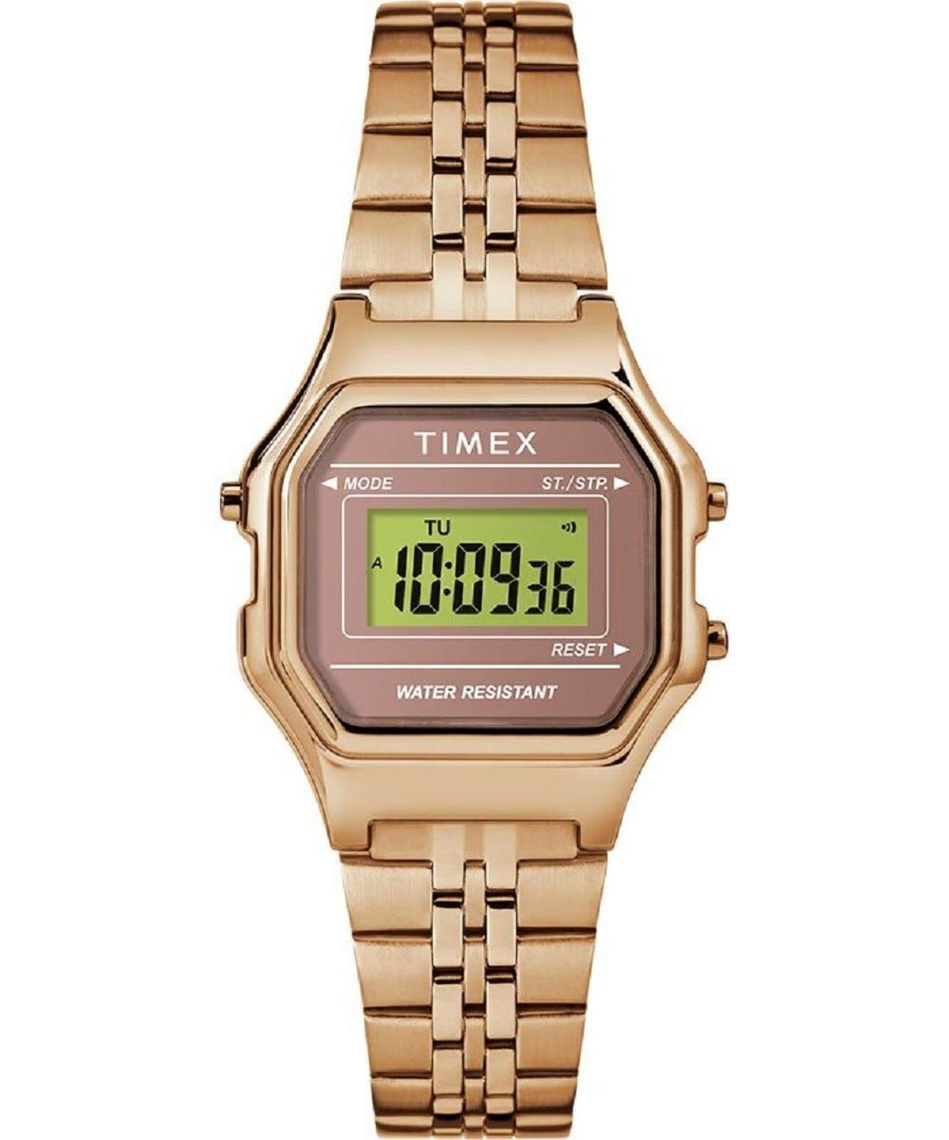 Timex Women's Digital Quartz Watch with Stainless Steel Strap - Water Resistant, Alarm & Stopwatch - Perfect for Running, Swimming & Everyday Wear