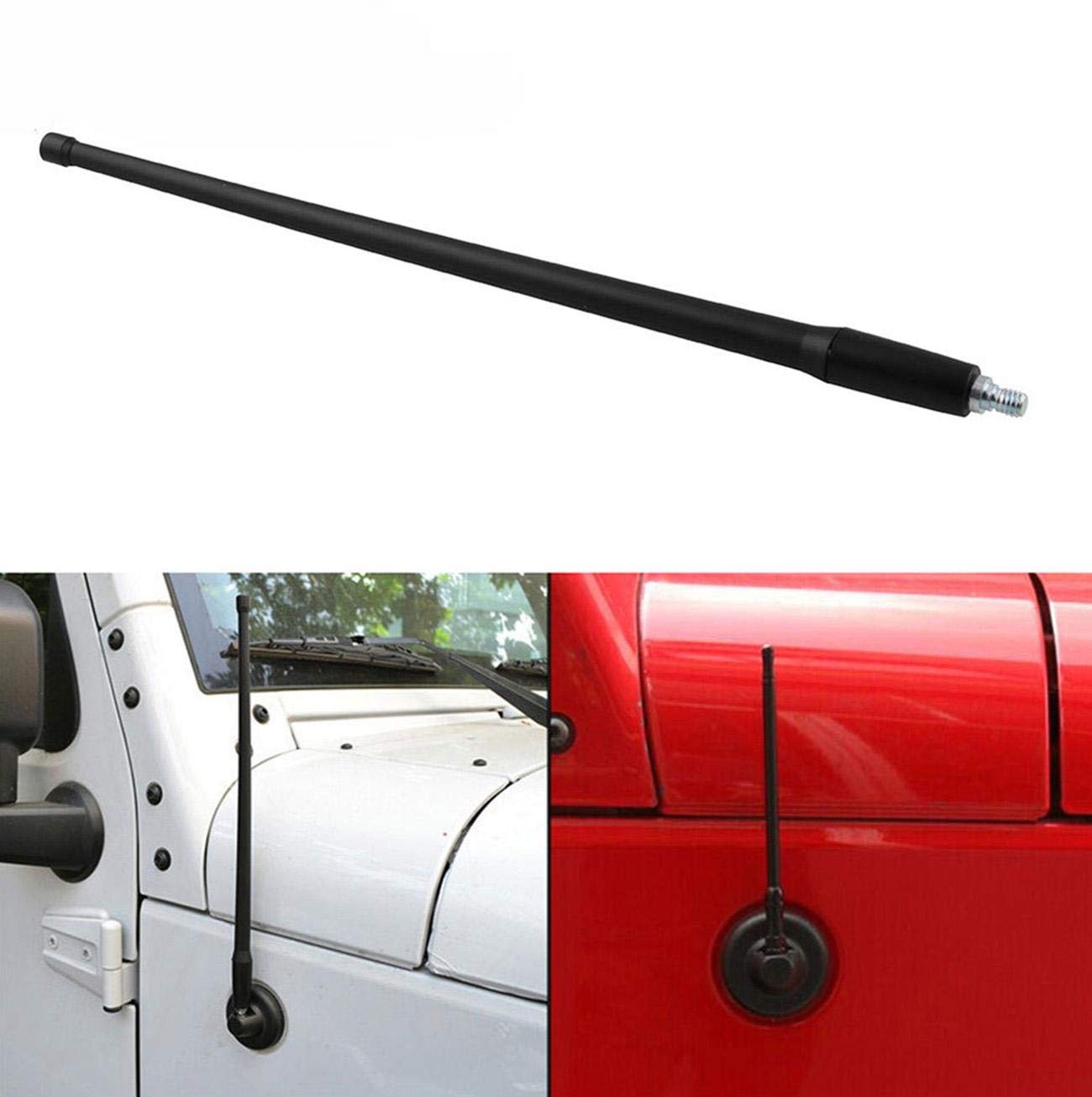 AUXMART 13 Inch Flexible Rubber Antenna Replacement for Jeep Wrangler JK JL (2007-2019) - Durable Car Accessory for Off-Roading & Daily Commute