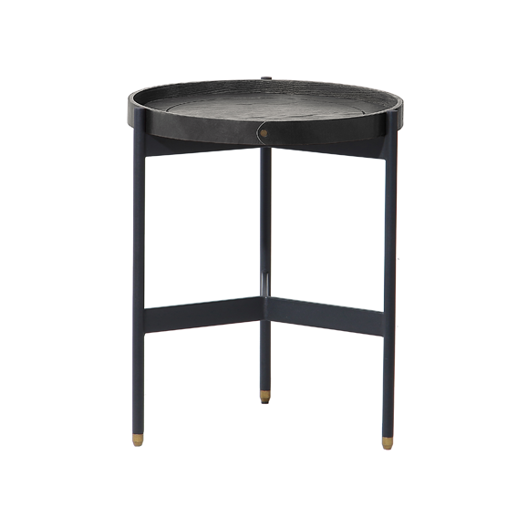 Corelli Round Side Table - Black | Modern End Table for Living Room, Bedroom & Office | Small Accent Table with Sturdy Metal Base