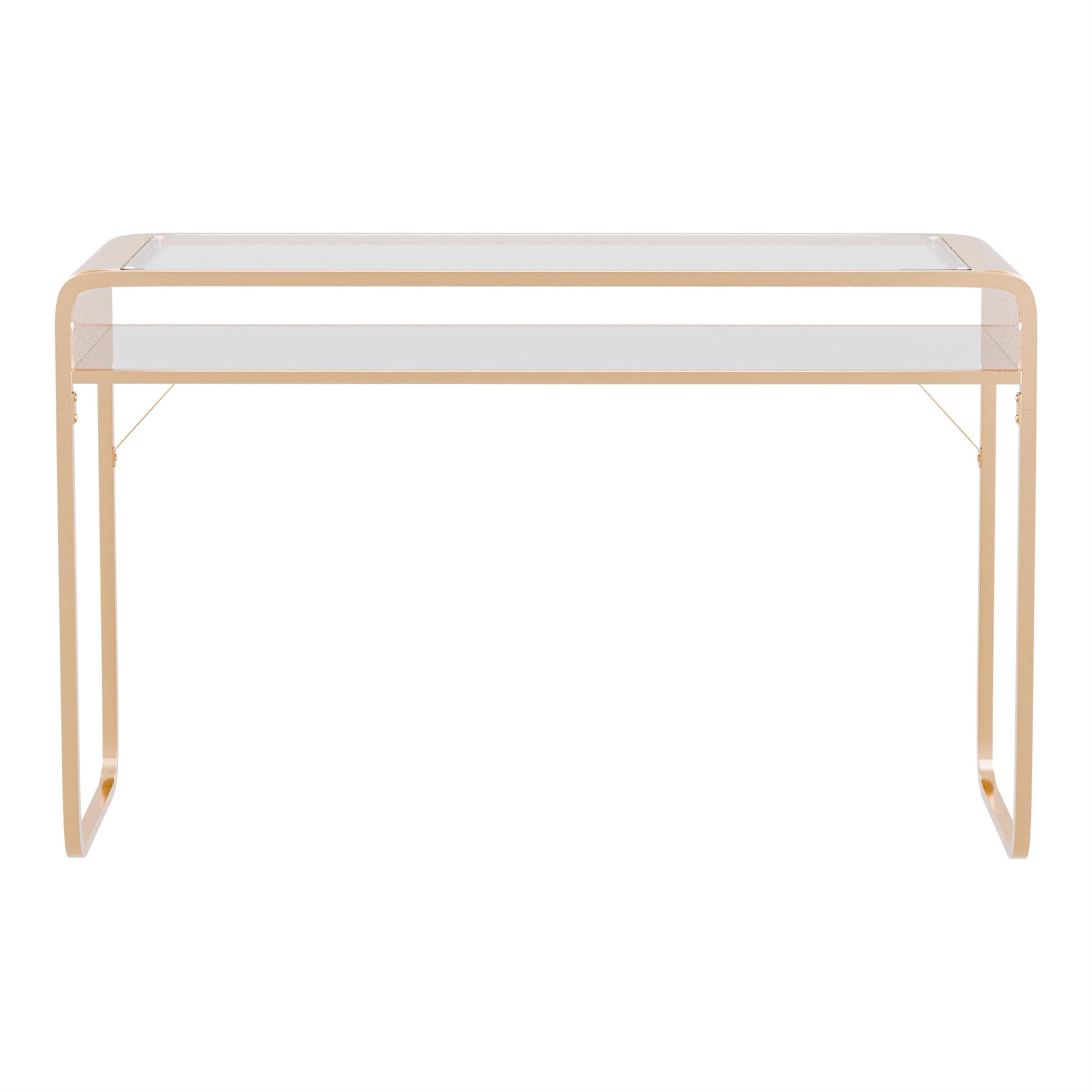 Modern Gold Glass Top Console Table - Stylish Contemporary Entryway Sofa Table for Living Room, Hallway & Foyer - Furniture of America Mexller Collection