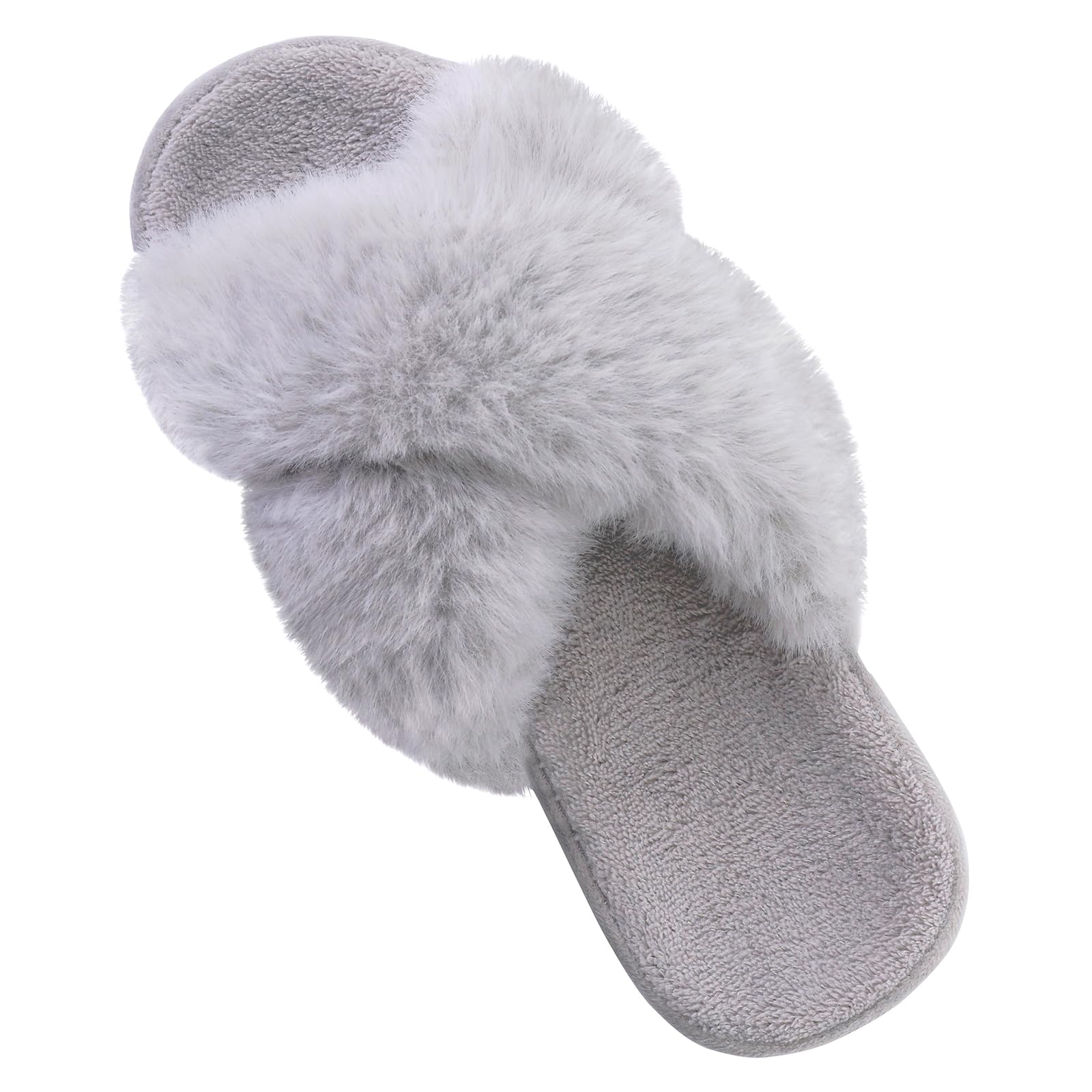 Shevalues Women's Fuzzy House Slippers - Soft Cross Band Fluffy Indoor Slippers with Arch Support for Comfort & Warmth - Perfect for Relaxing at Home, Lounging & Cold Winter Nights