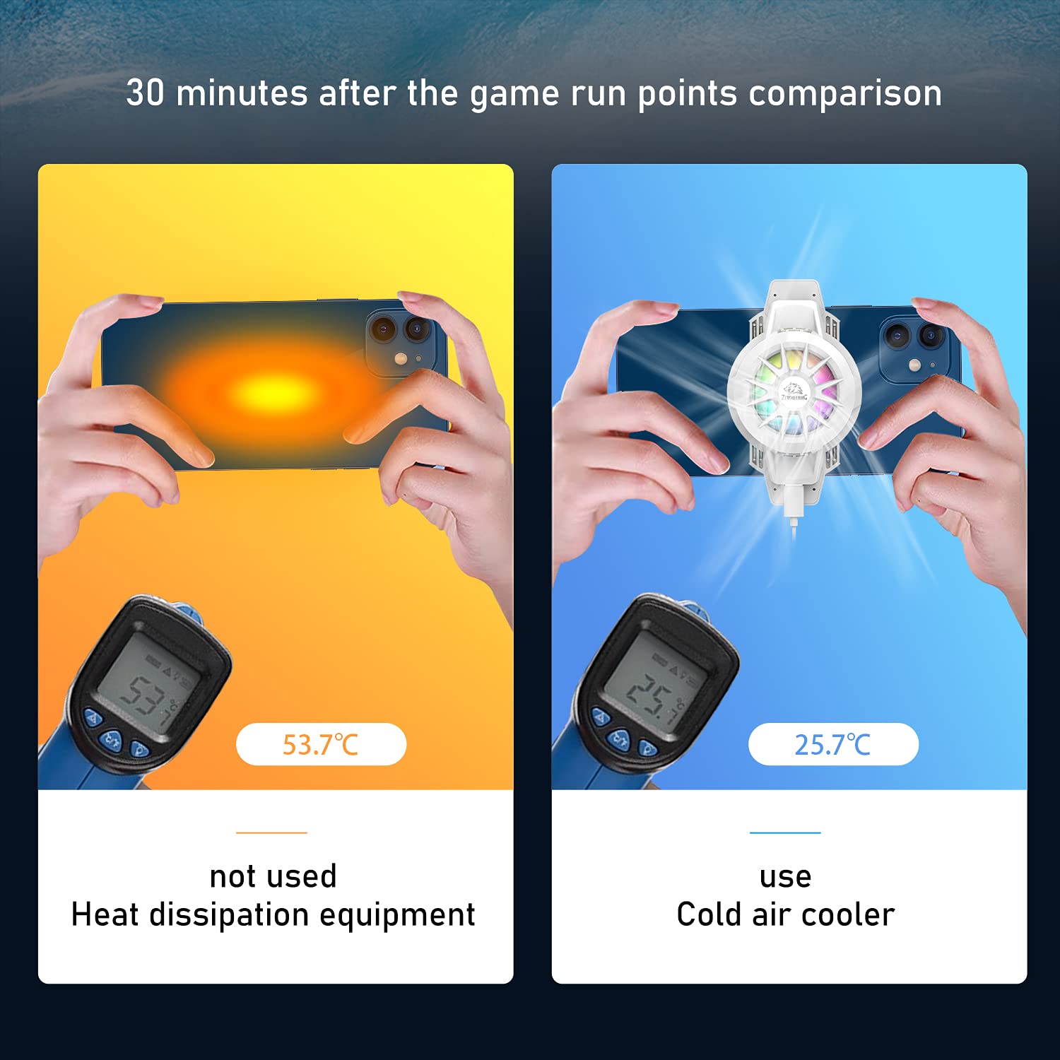 XINMENG Portable Phone Cooler - Fast Cooling Mobile Phone Radiator & Heatsink for Gaming, Streaming (Fits 2.63-3.46 inch Phones) | Perfect for iPhone, Android, Gaming Sessions & Long Video Watching