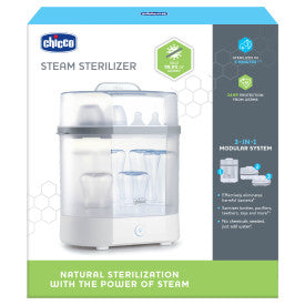 Chicco 3-in-1 Electric Steam Sterilizer for Baby Bottles, Pacifiers & Breast Pump Parts | Fast Sanitizing & Drying | Perfect for Nursery, Daycare & Travel