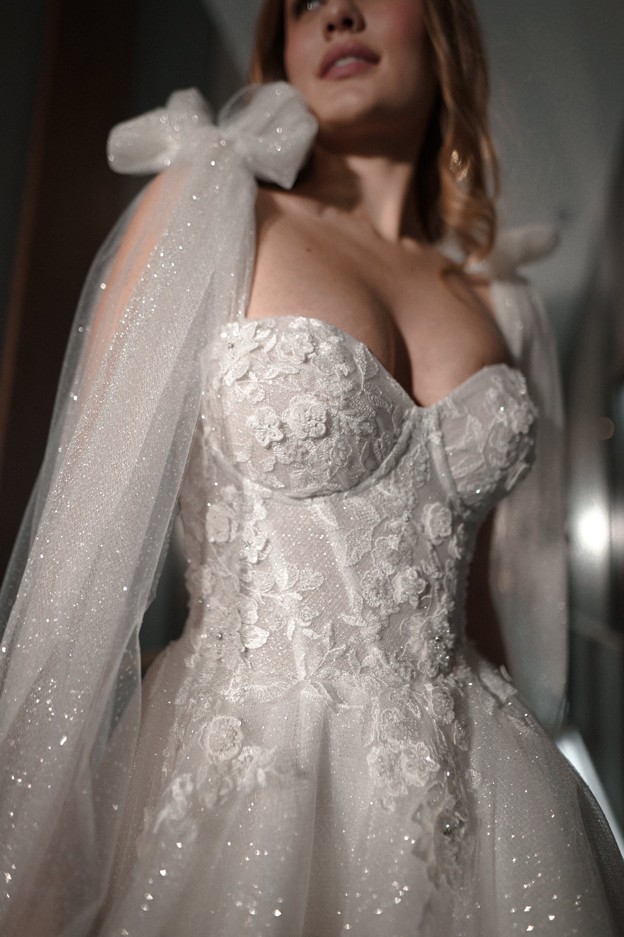 Elegant Floral Lace Wedding Dress Celia with Detachable Straps - Perfect for Bridal, Formal Events & Romantic Photoshoots