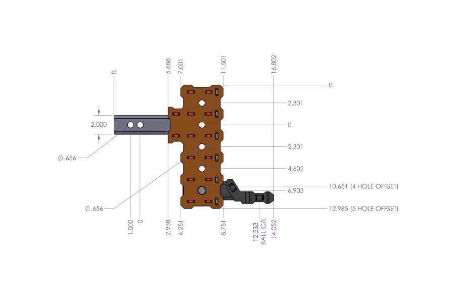 GEN Y Hitch Rebel X Tactical Drop Hitch with Platinum Ball Mount - 4 Adjustable Positions, 2in Shank, 7in Drop, 7000lb Tow Capacity - Perfect for Off-Roading, Truck Towing & Heavy-Duty Hauling
