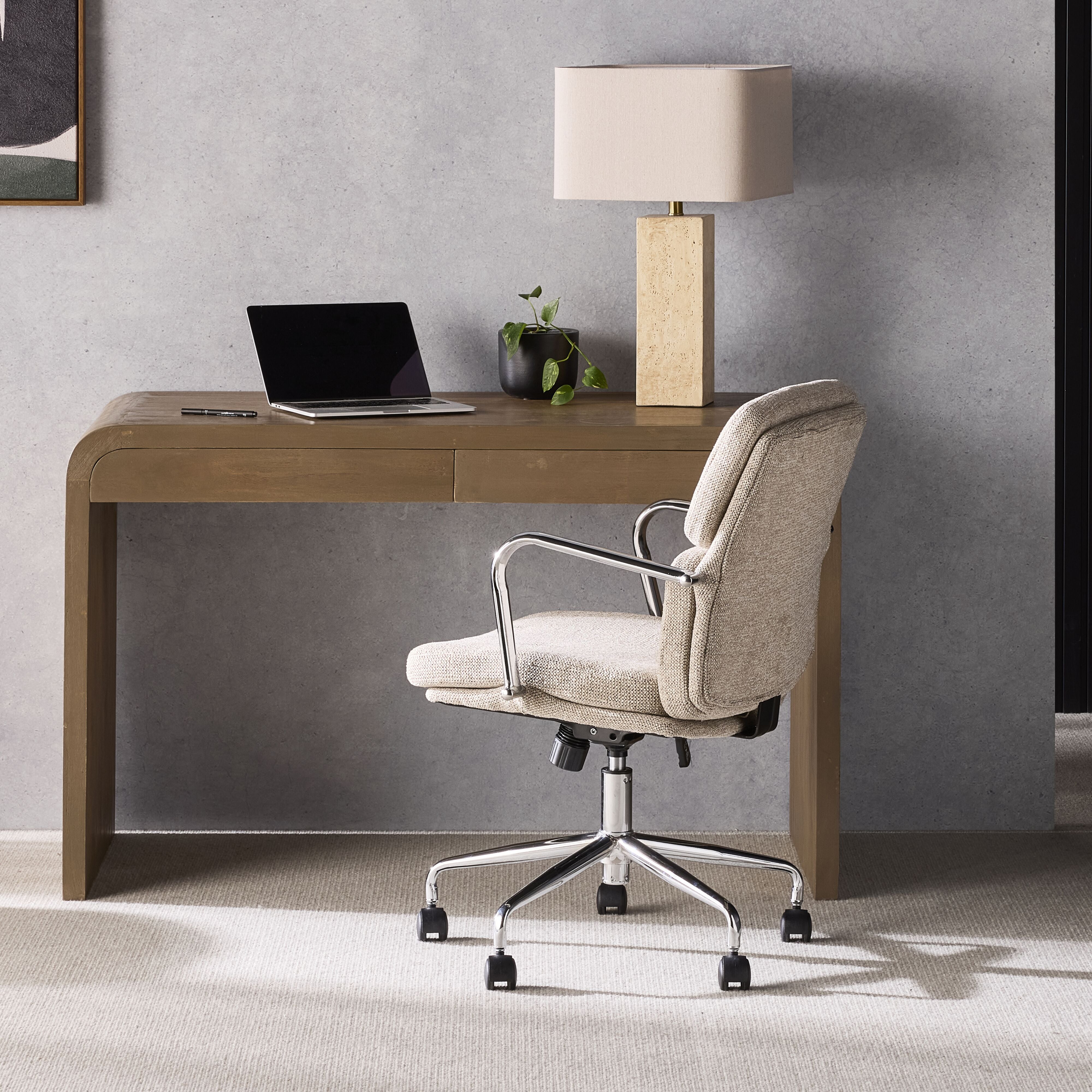 Premium Archie Desk Chair in Natural Wood Finish - Ergonomic Office Chair for Home & Workspaces - Ideal for Studying, Working & Gaming
