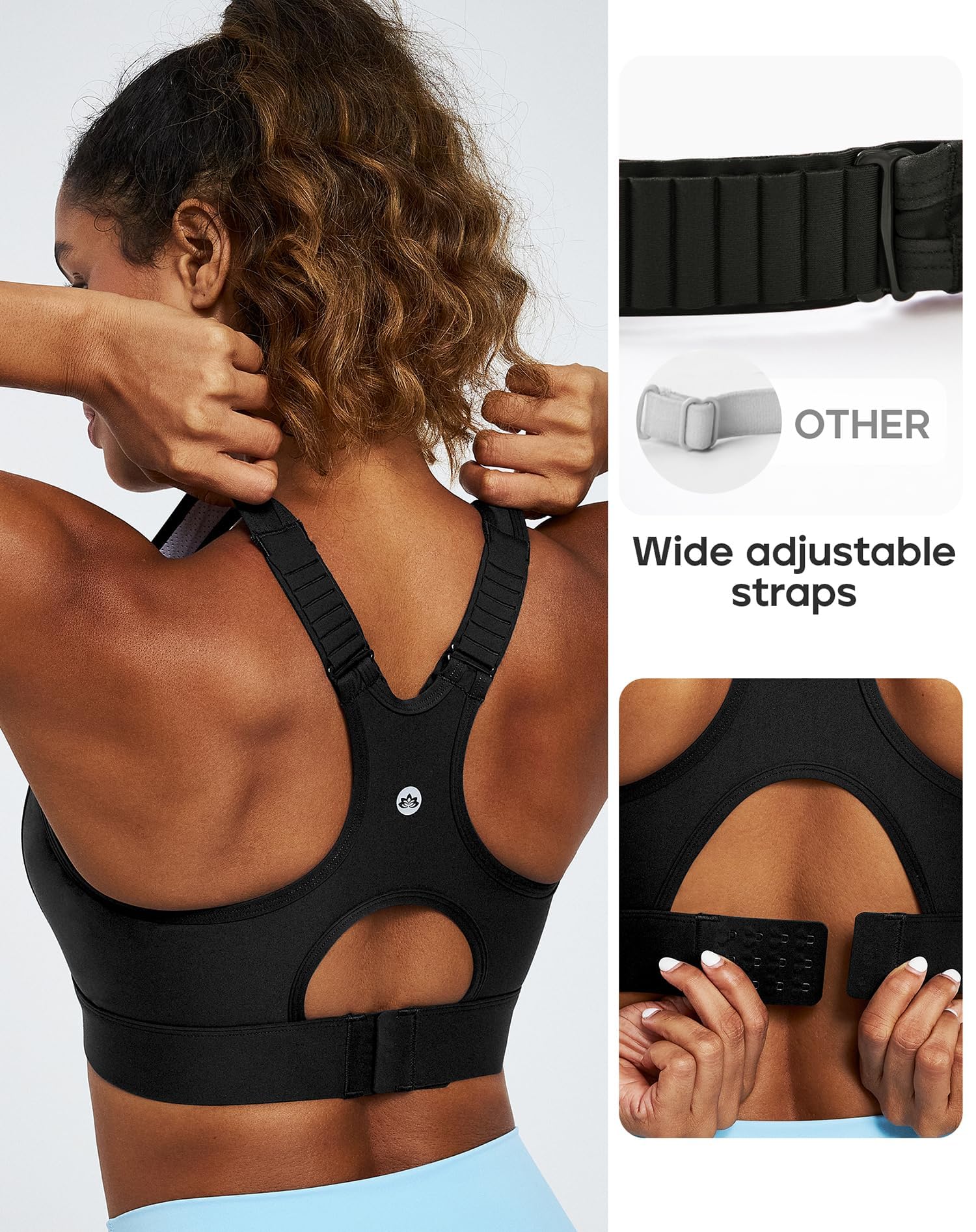 Heathyoga High Impact Sports Bras for Women - Adjustable Straps, Maximum Support, Racerback Design with Removable Padding - Perfect for Running, Gym Workouts & High-Intensity Training