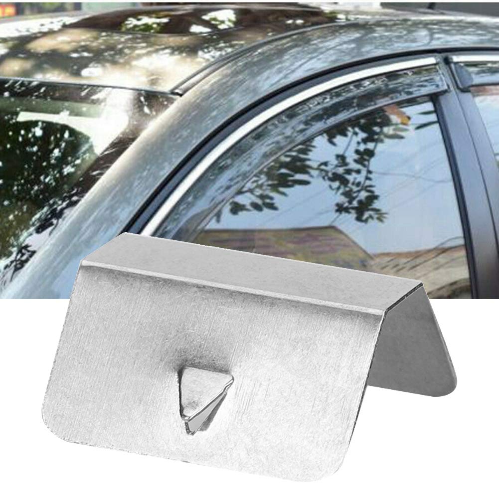 Universal Car Wind Deflector Clips - 12pcs Stainless Steel Rain Guard Retaining Clips Set for Window Deflector Installation | Perfect for SUV, Truck & Sedan Rain Protection