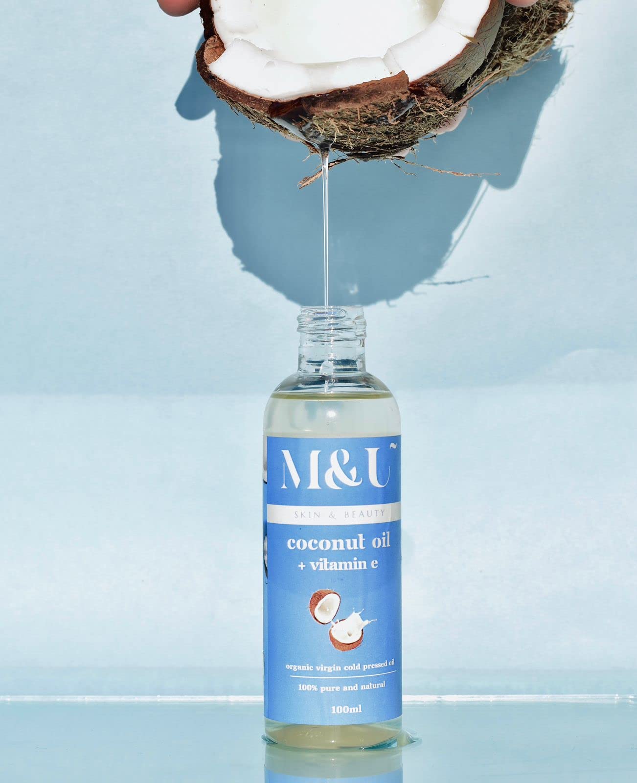 Pure Organic Virgin Coconut & Vitamin E Oil for Hair Growth & Skin Care - 100% Cold Pressed, Natural Moisturizer for Dry Hair & Face - 100ml | Perfect for Daily Hair Treatment & Massage Therapy