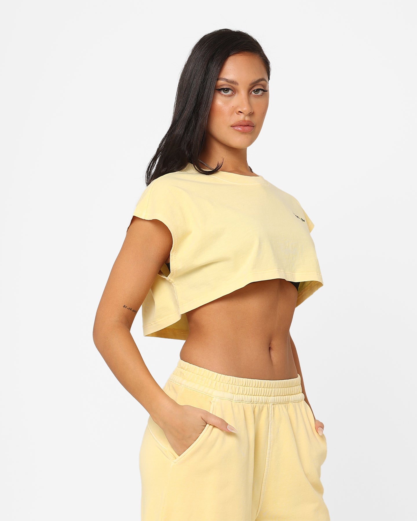 Adidas Women's Must Crop T-Shirt - Almost Yellow Athletic Top for Running, Yoga & Casual Wear