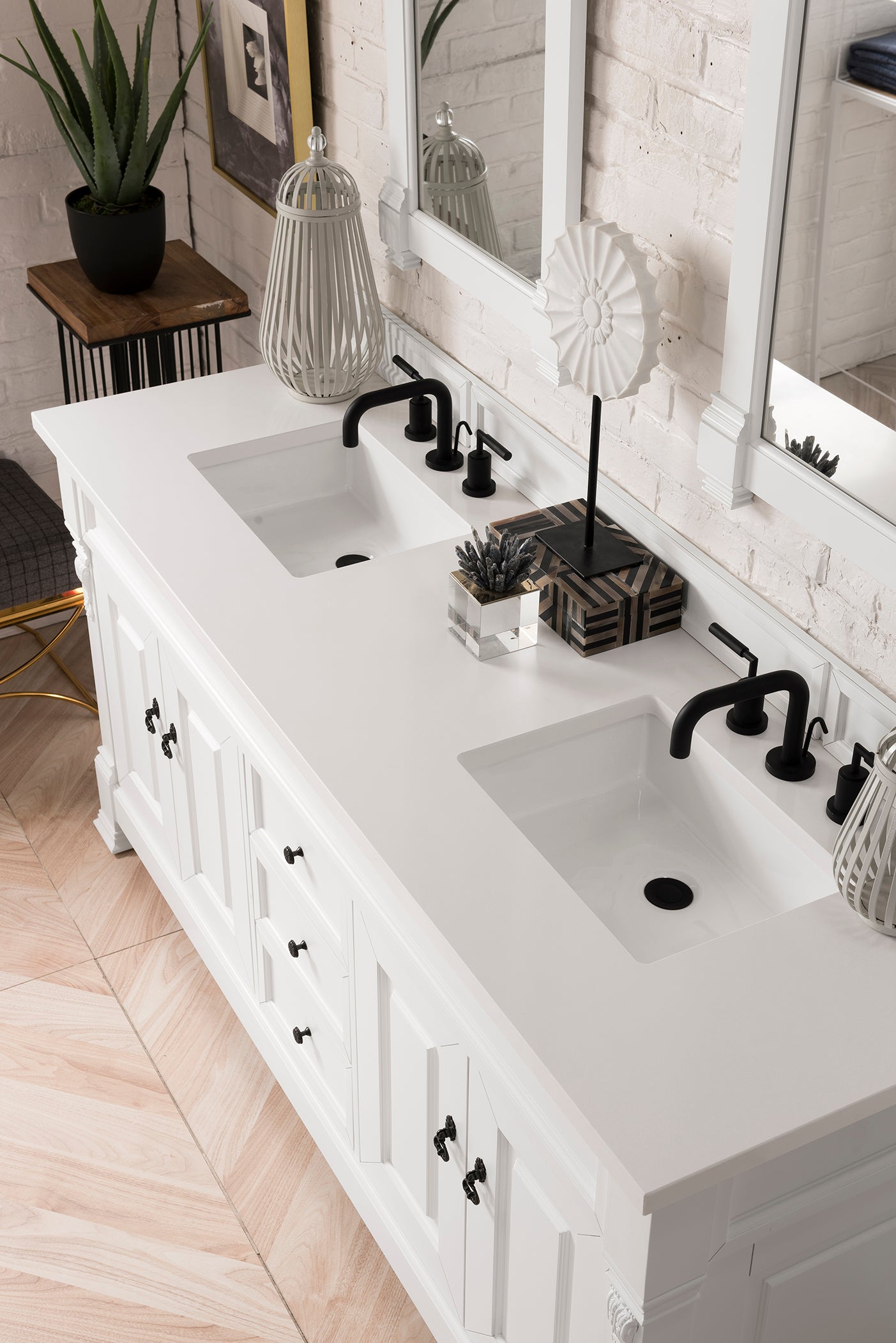 Brookfield 72-Inch Double Bathroom Vanity Set with Bright White Finish & 3CM White Zeus Quartz Countertop – Perfect for Master Bathroom Renovation & Modern Home Decor