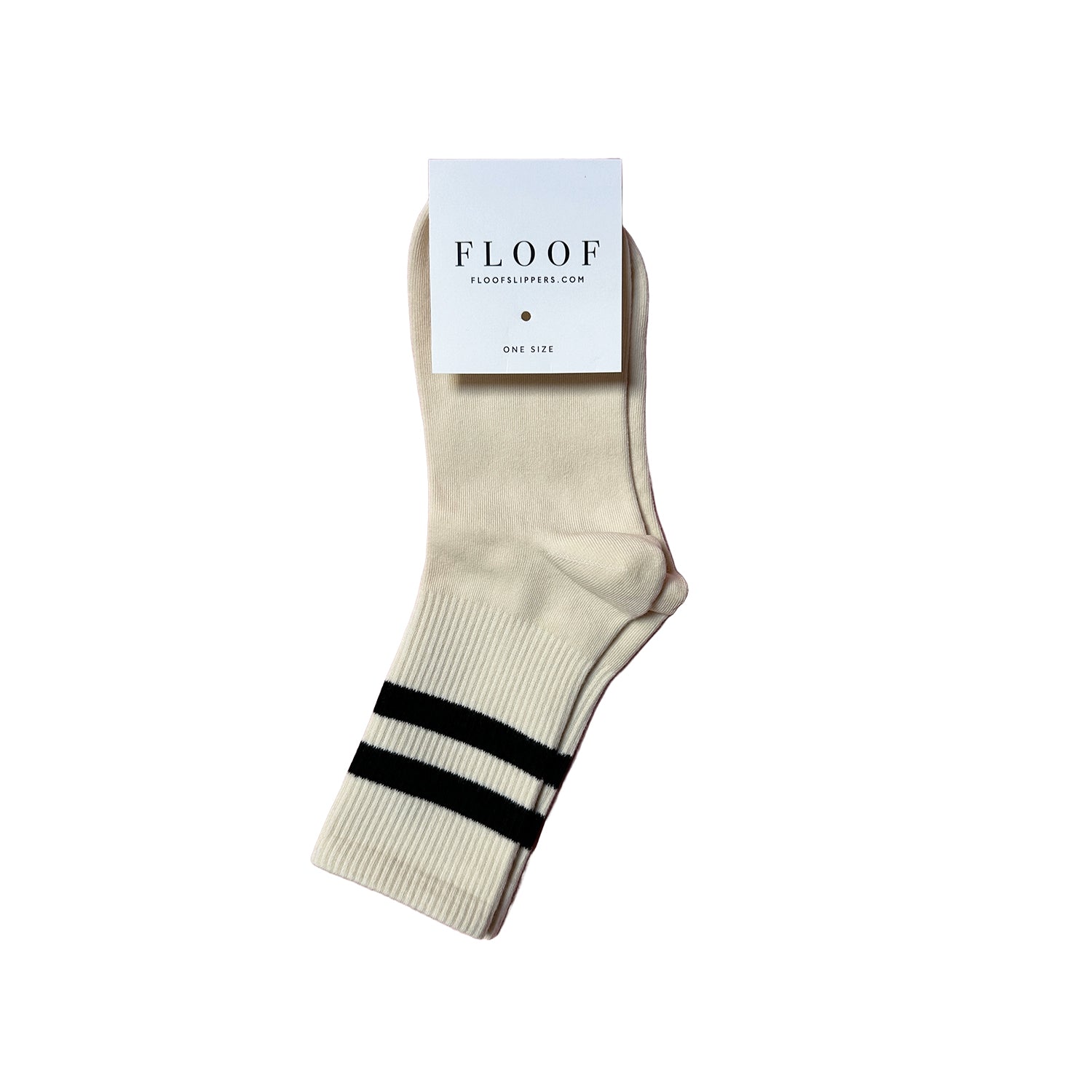 FLOOF Striped Crew Socks for Women & Men - Beige & Black Comfy Casual Socks - Perfect for Work, Gym, and Everyday Wear