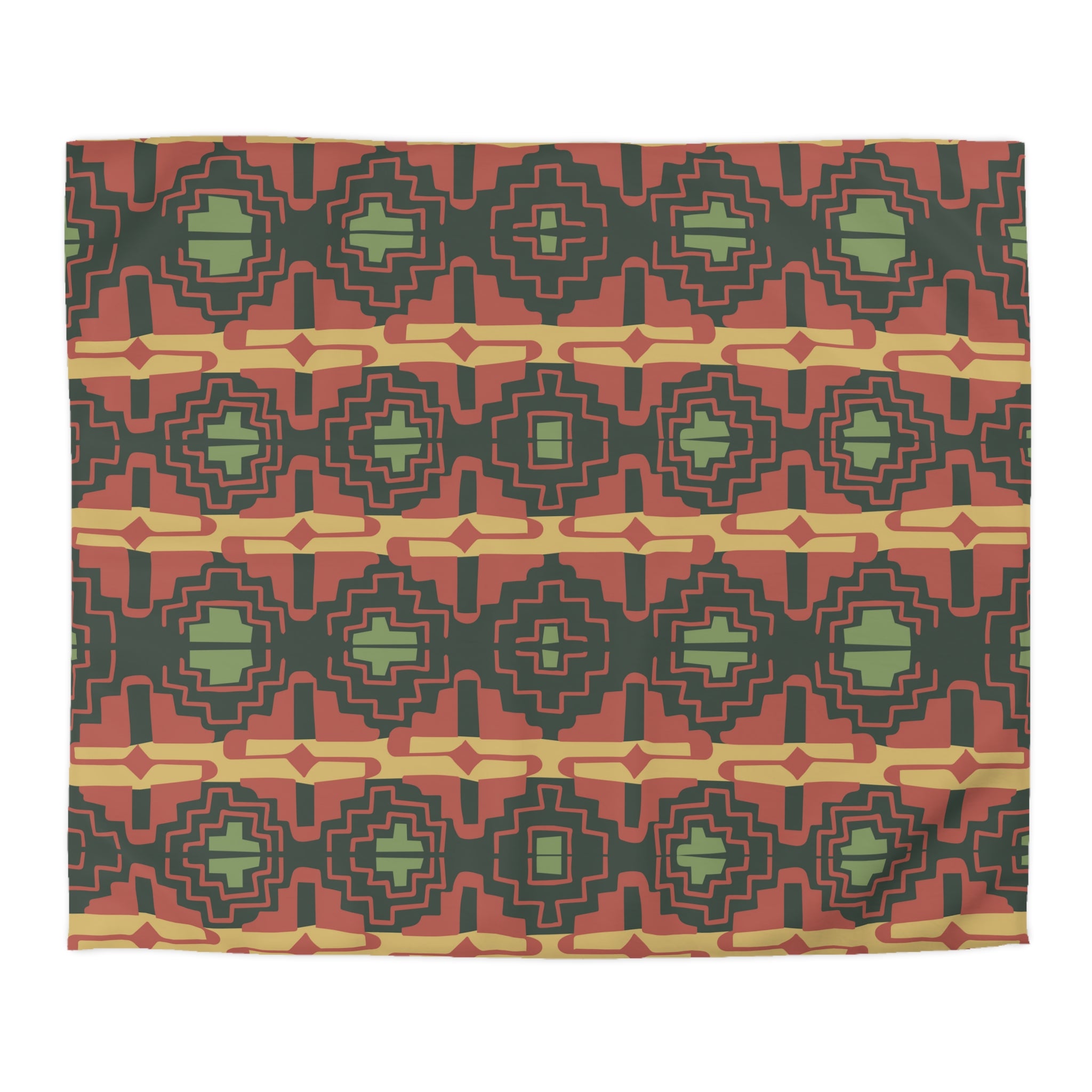 Soft Microfiber Duvet Cover Set - Southwestern Dune Pattern - Queen Size Bedding for Cozy Home & Hotel Use