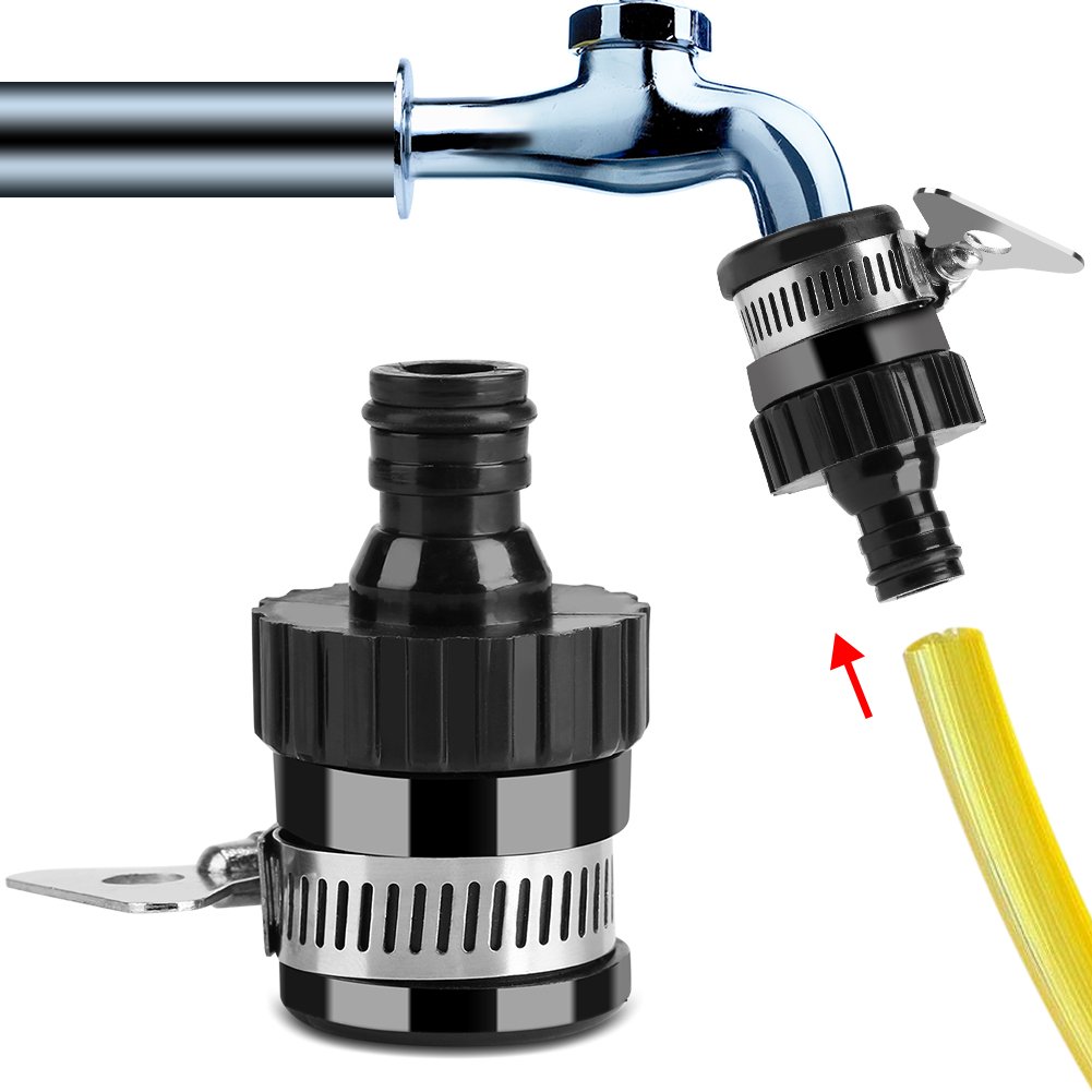 Hakeeta Stainless Steel Water Gun Connector - Heavy Duty Garden Hose Adapter for Outdoor Use, Fits Taps Up to 20mm - Perfect for Gardening, Car Washing, Lawn Irrigation & Outdoor Cleaning