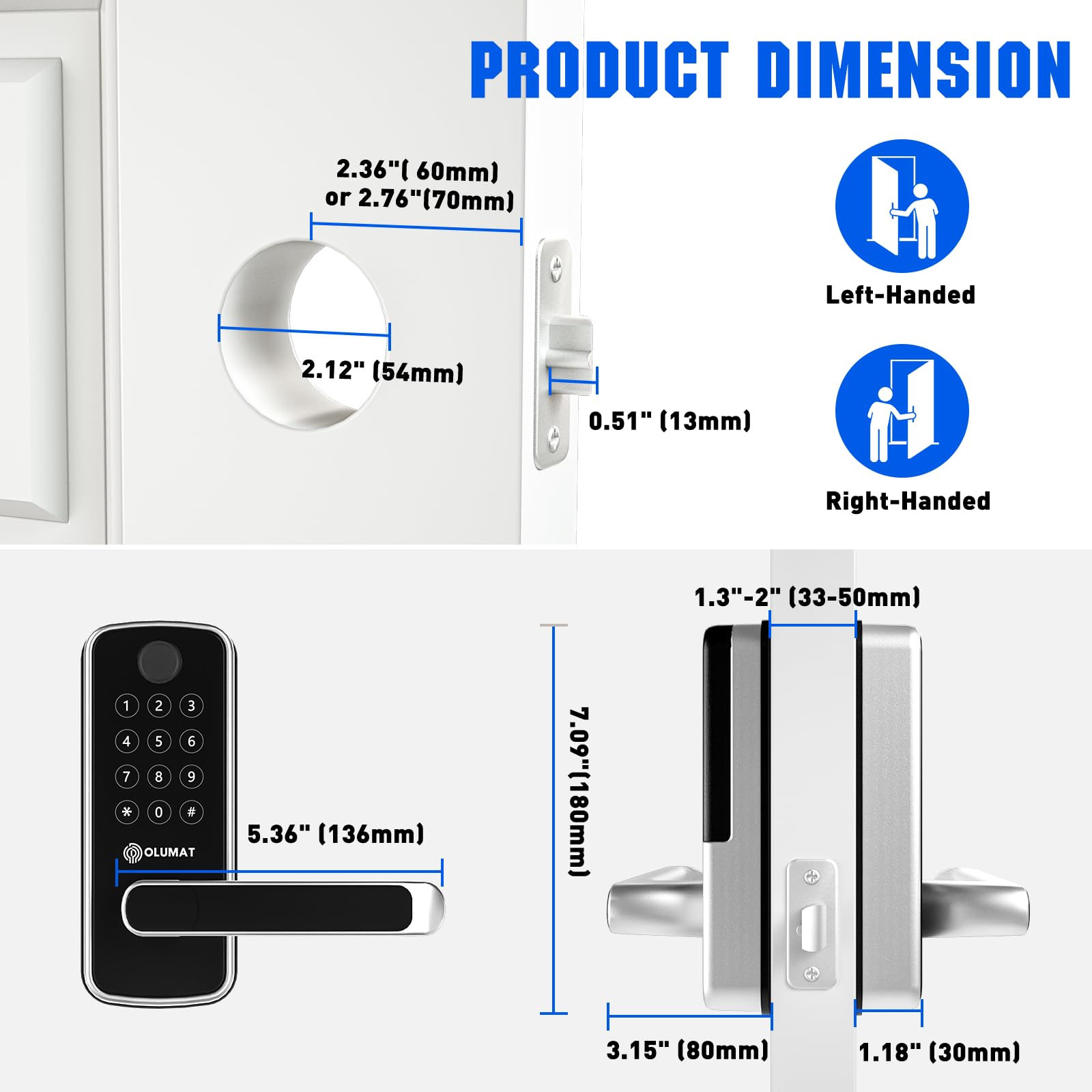 Smart WiFi Door Lock with Keyless Entry & Fingerprint - Keypad & App Control Smart Lock for Front Door - Auto Lock & Door Sensor - Perfect for Home Security & Vacation Rentals