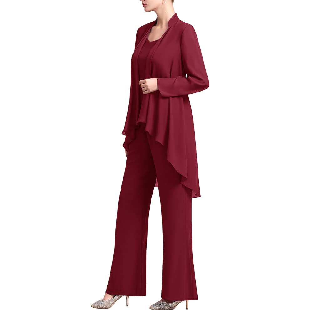 Elegant Zongqiven Women's 3-Piece Chiffon Pant Suit Set - Mother of The Bride Outfit for Weddings, Evening Parties & Special Occasions | Formal Guest Attire with Flowy Blouse & Pants